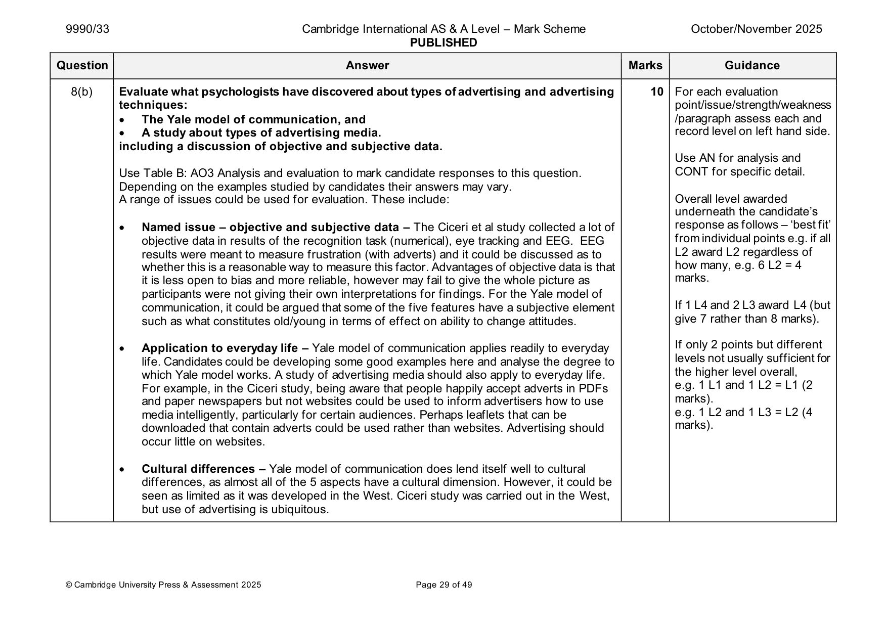 Mark scheme, page 29 of 49