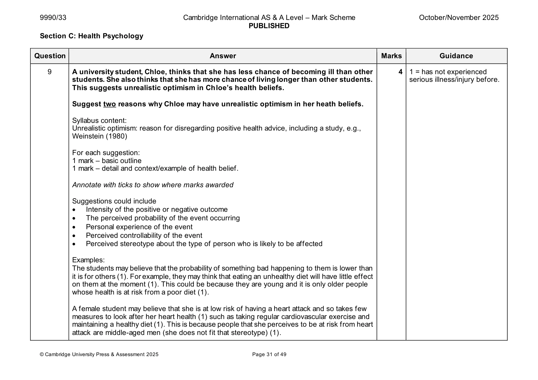 Mark scheme, page 31 of 49