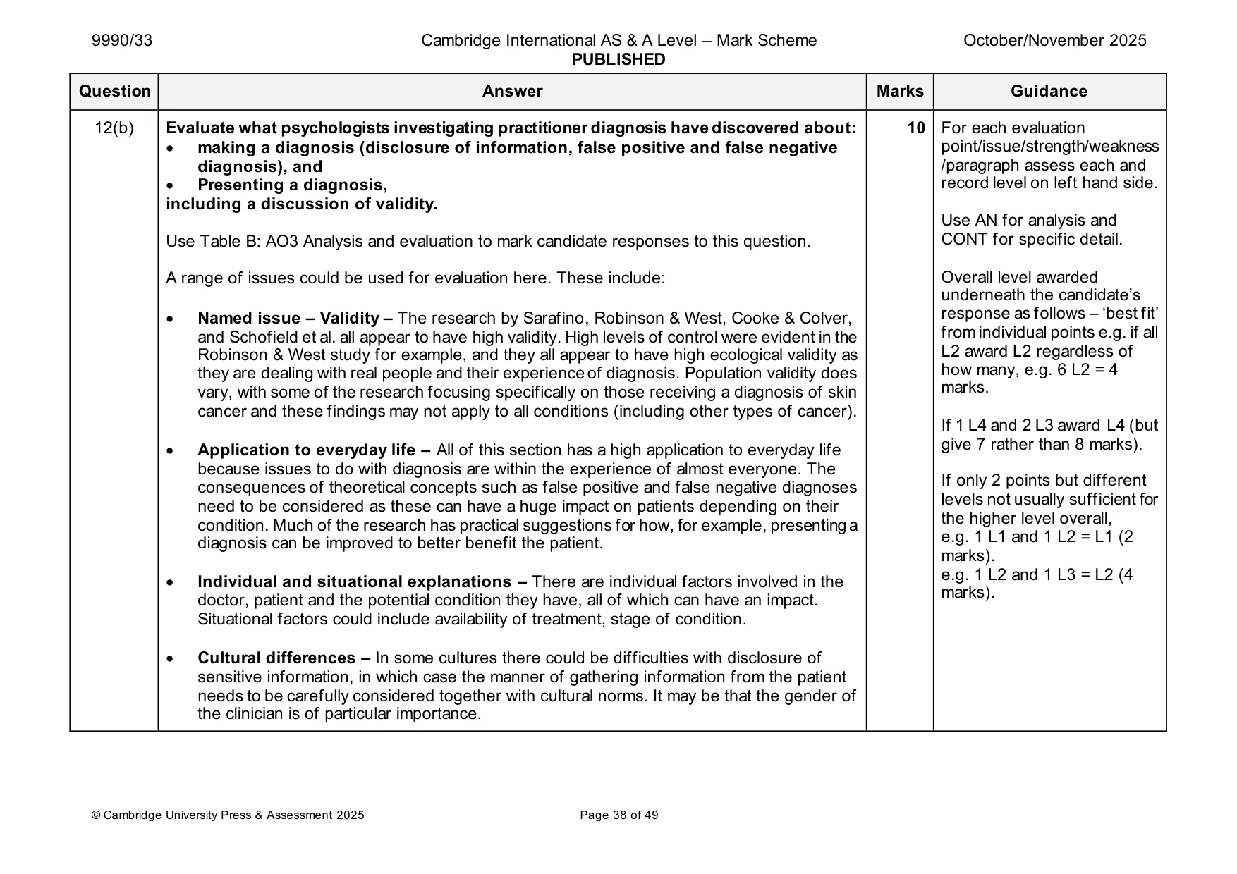 Mark scheme, page 38 of 49