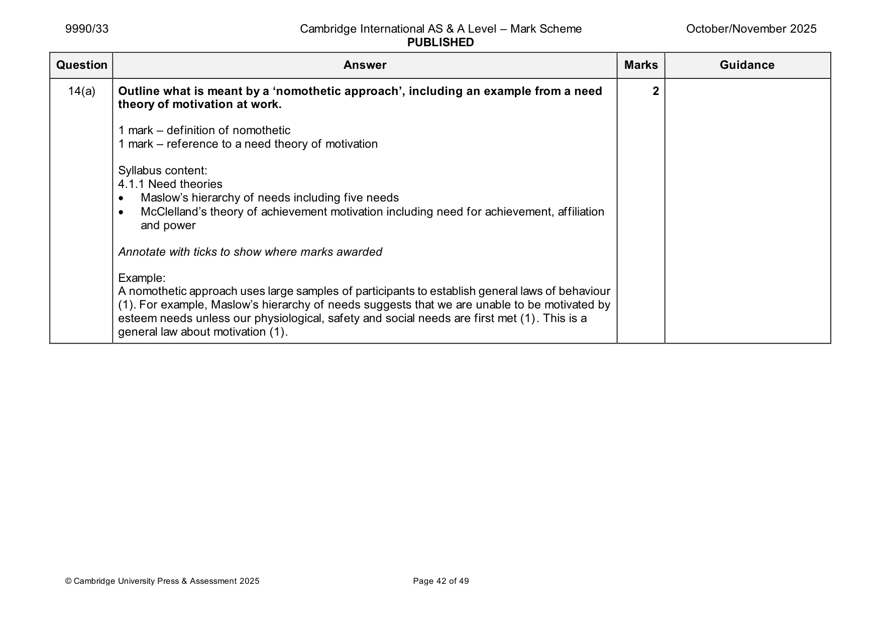 Mark scheme, page 42 of 49