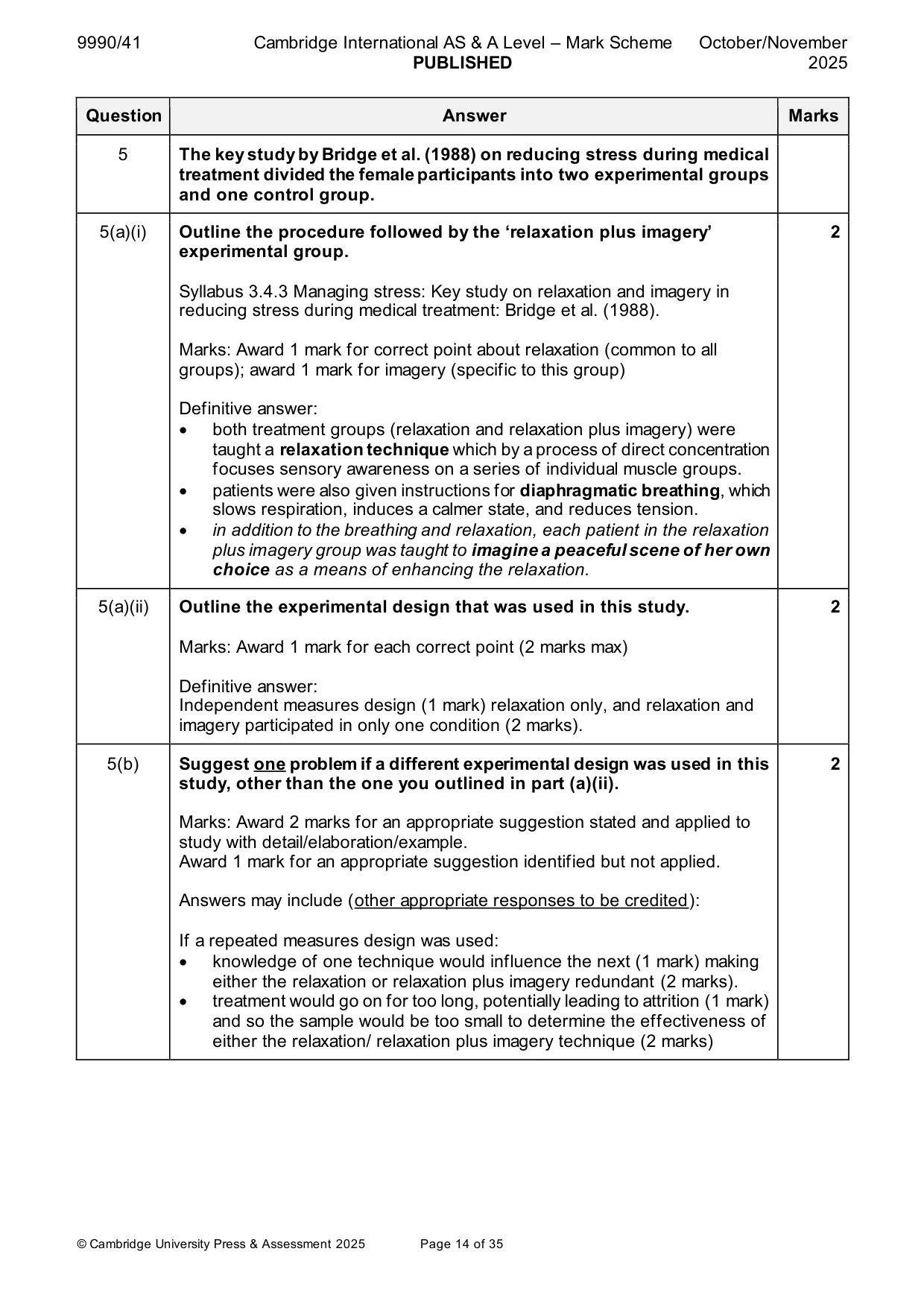 Mark scheme, page 14 of 35