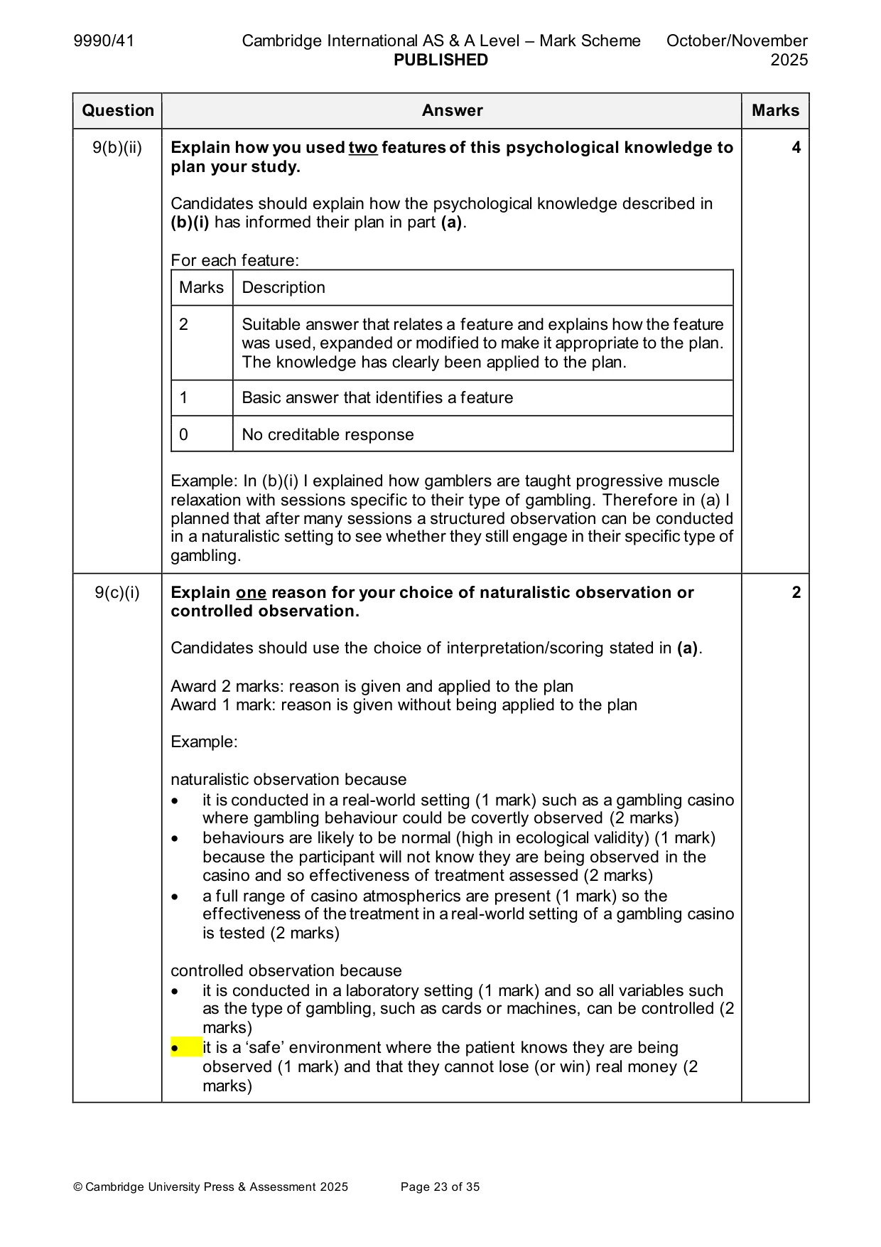 Mark scheme, page 23 of 35