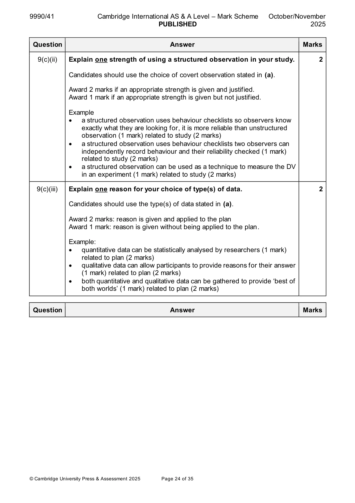 Mark scheme, page 24 of 35