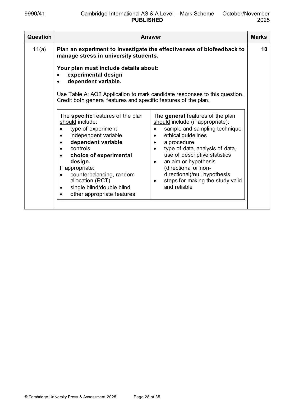 Mark scheme, page 28 of 35