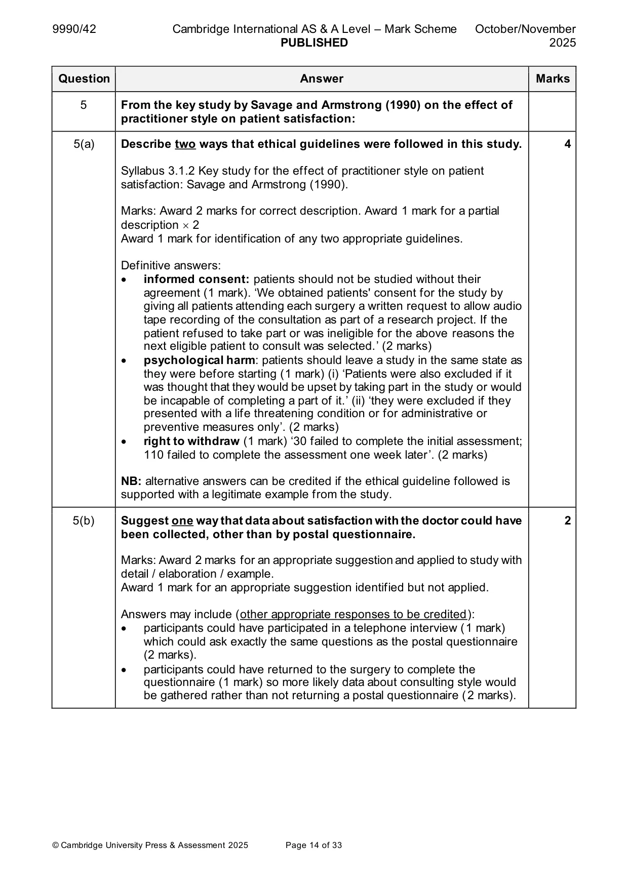 Mark scheme, page 14 of 33