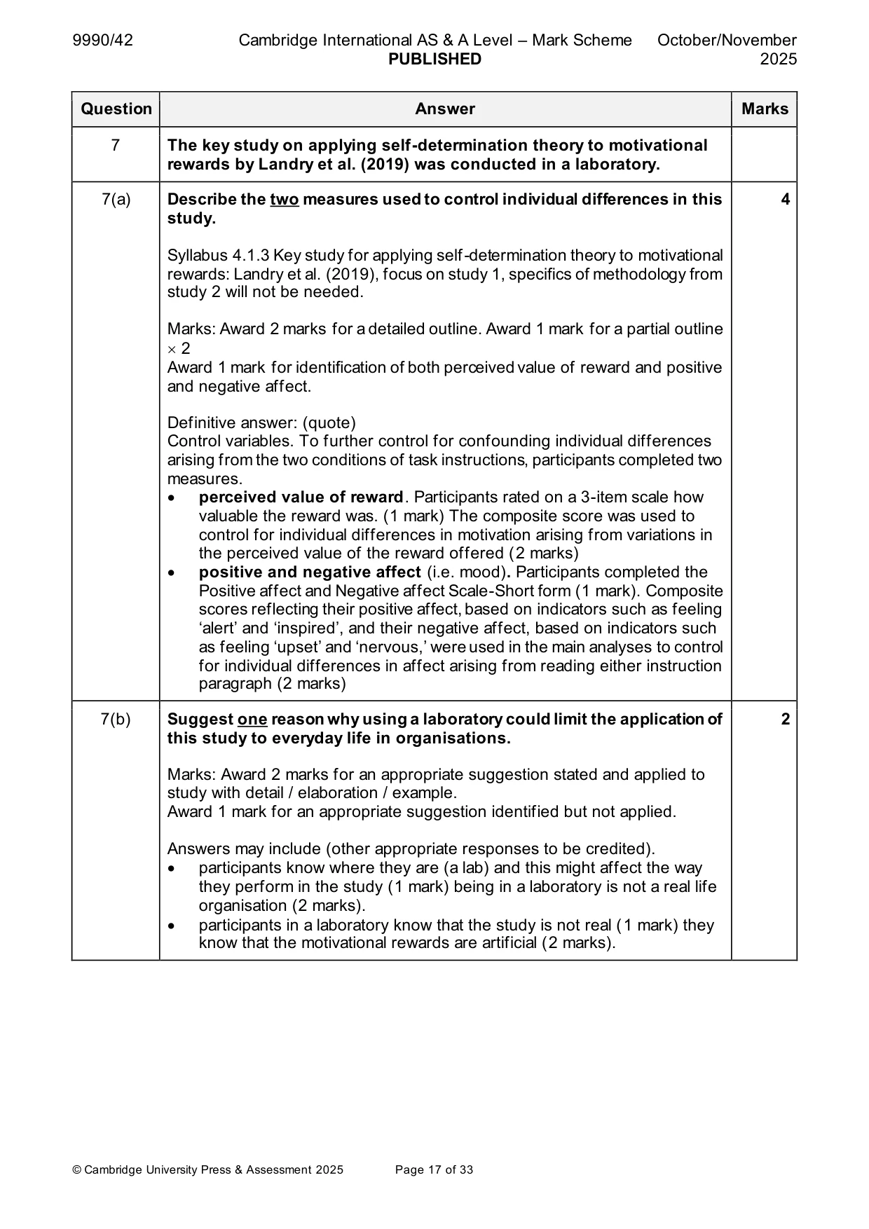 Mark scheme, page 17 of 33