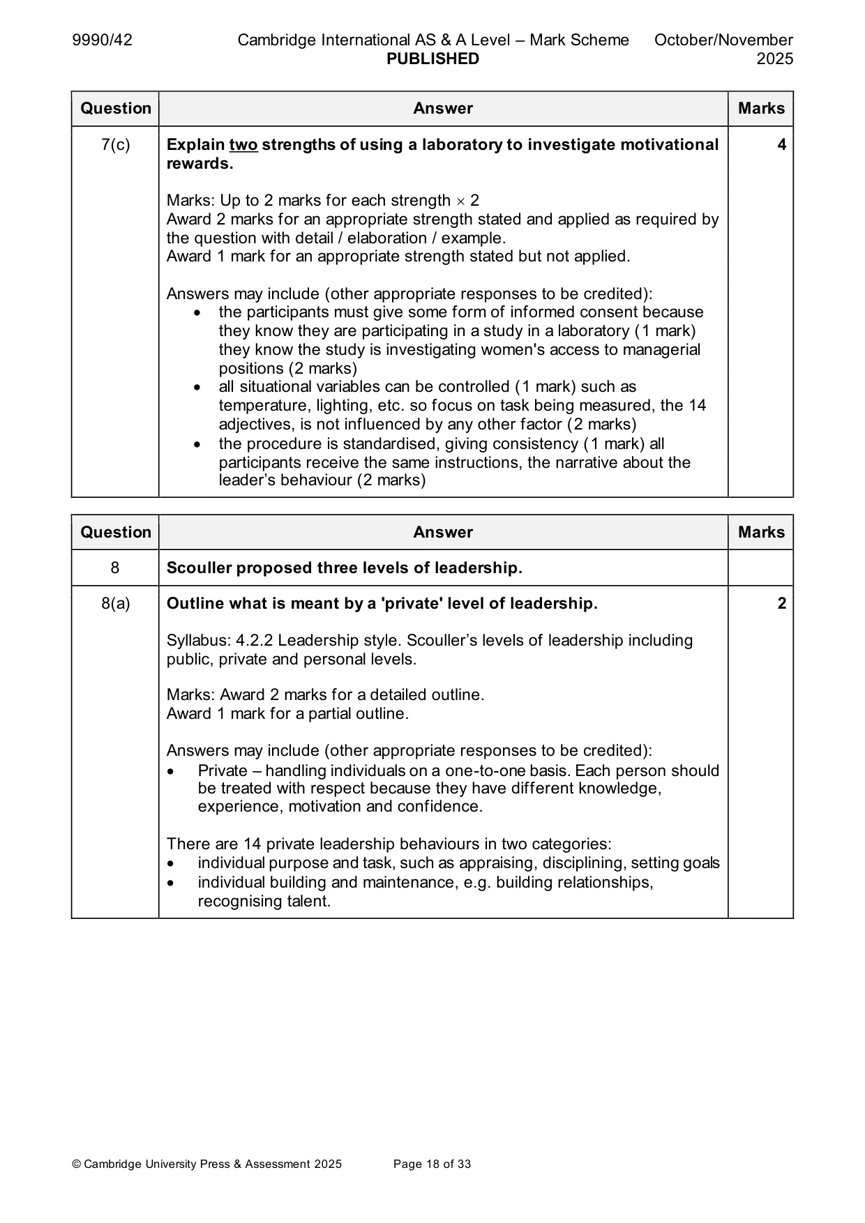 Mark scheme, page 18 of 33