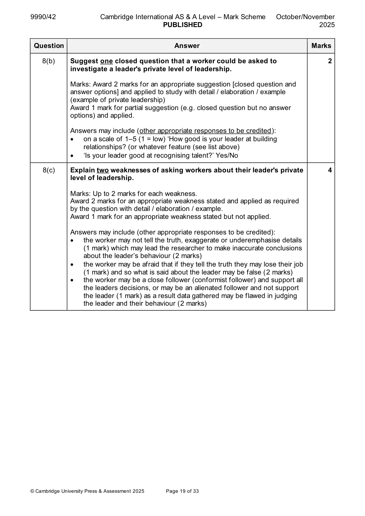 Mark scheme, page 19 of 33