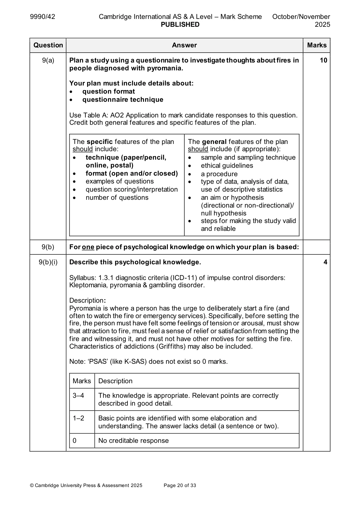 Mark scheme, page 20 of 33
