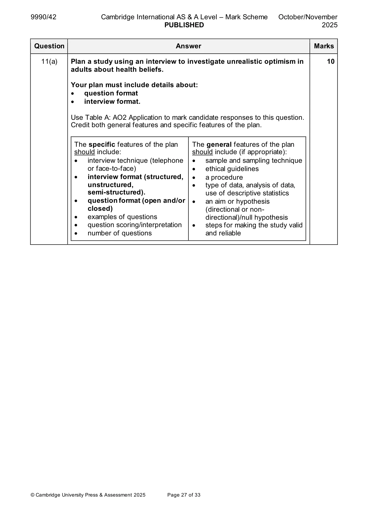 Mark scheme, page 27 of 33