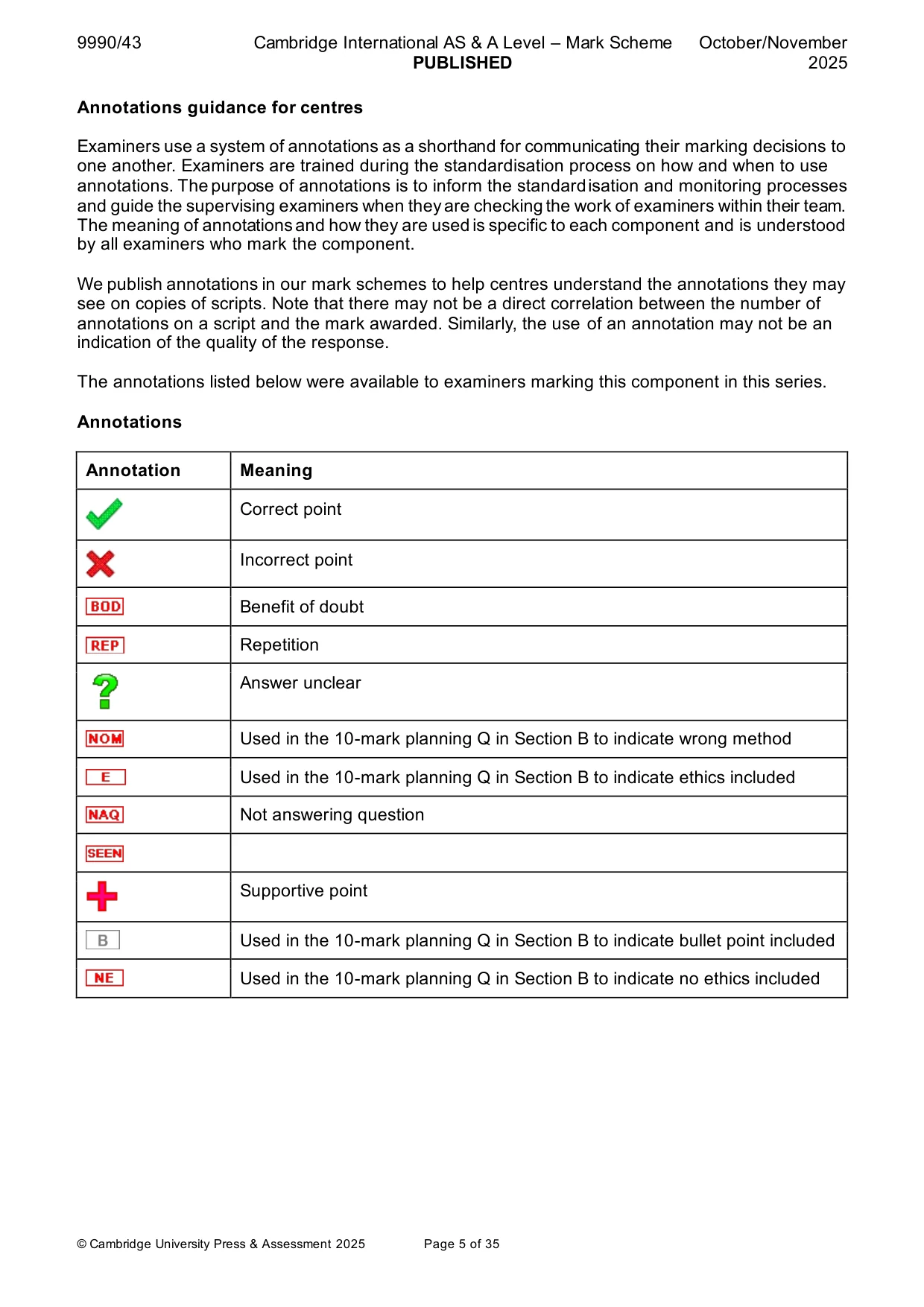 Mark scheme, page 5 of 35