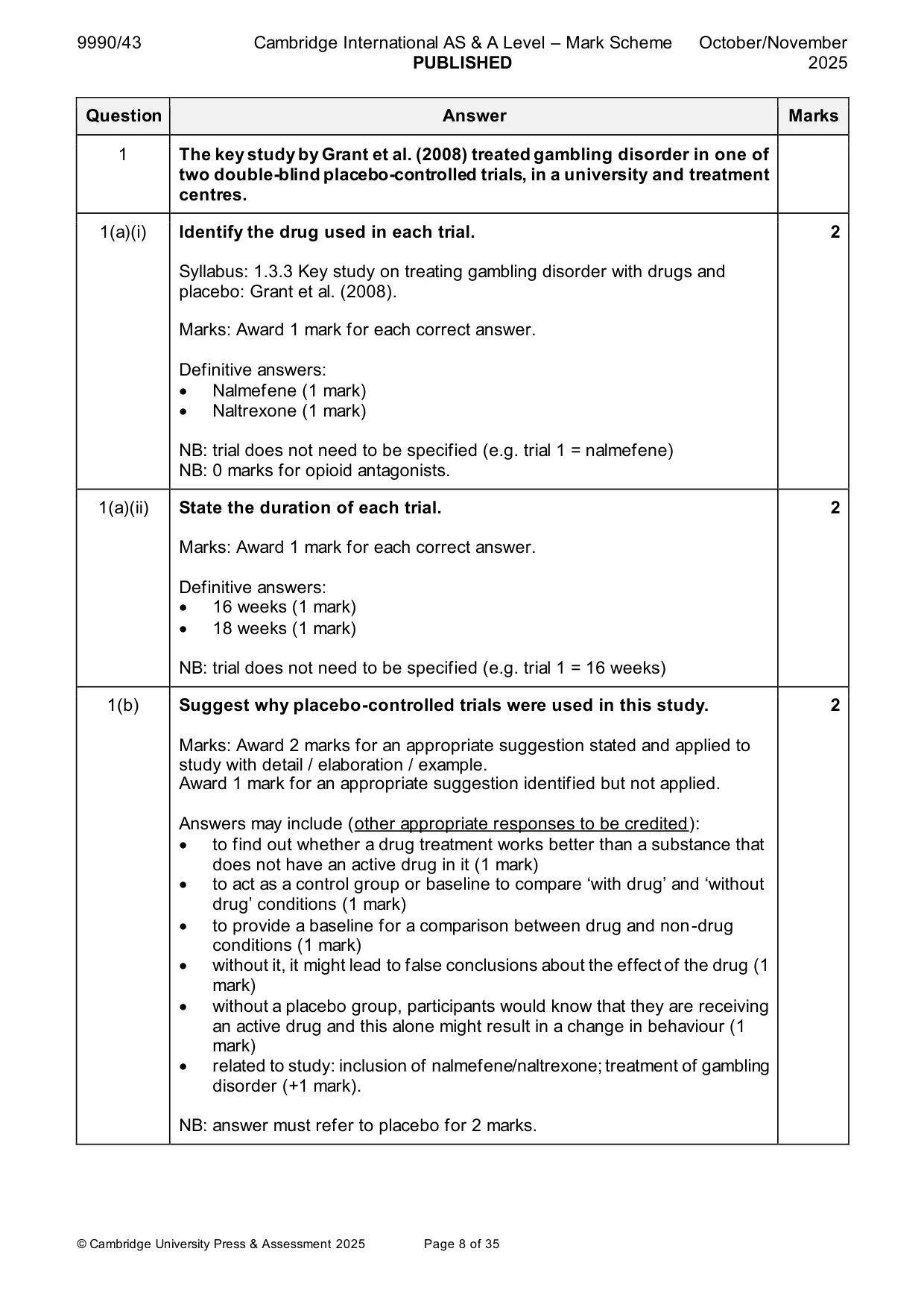 Mark scheme, page 8 of 35