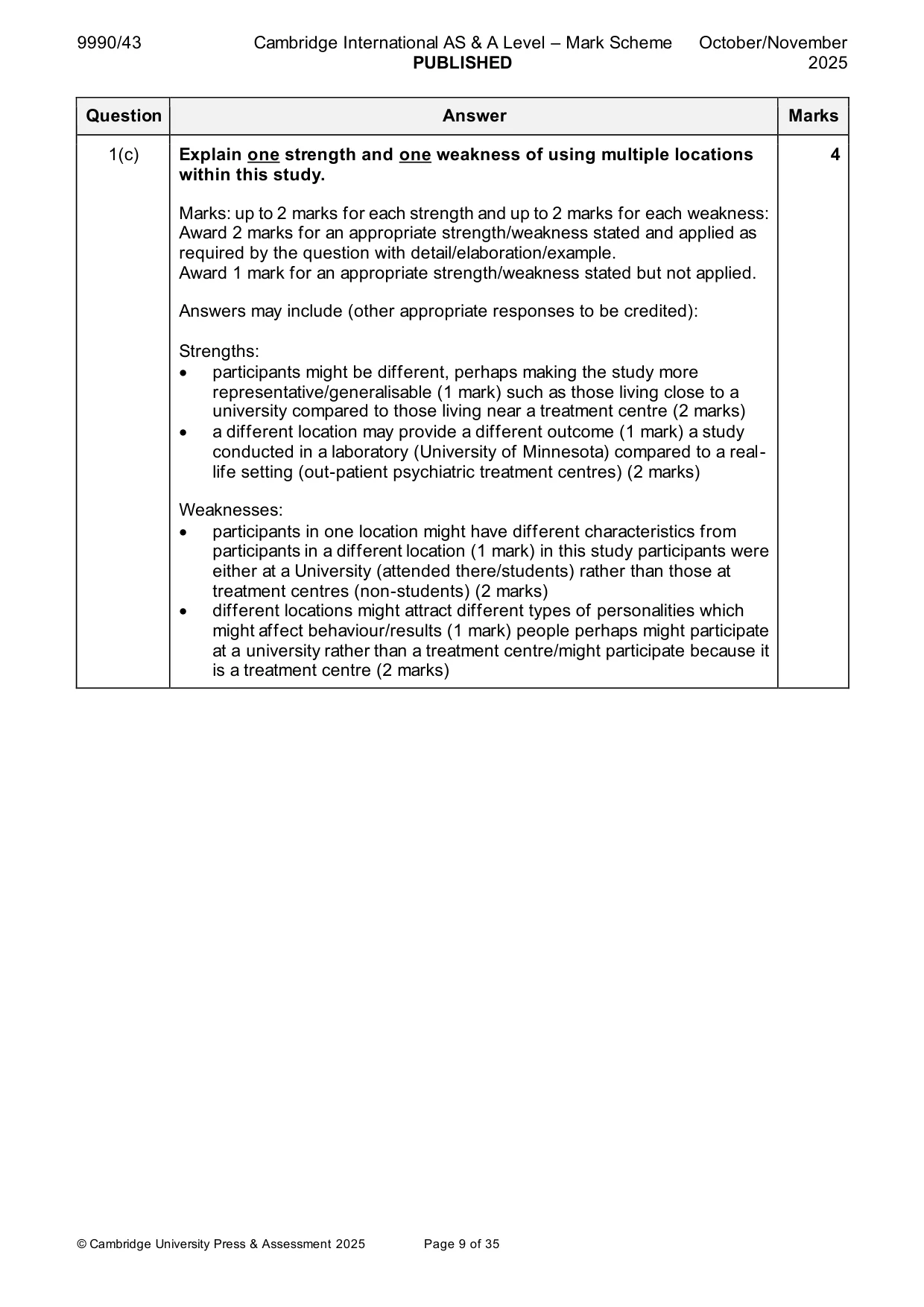 Mark scheme, page 9 of 35