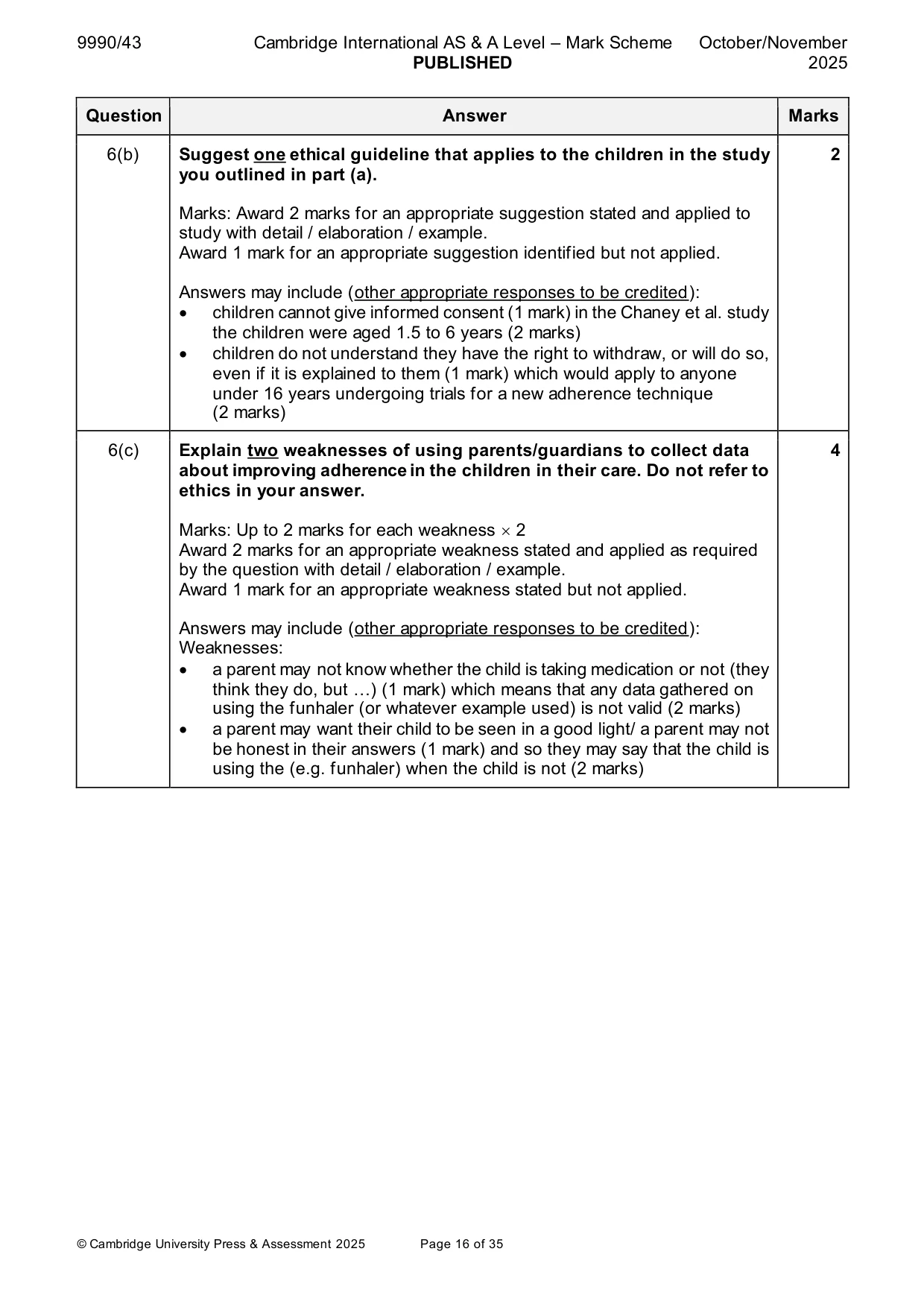 Mark scheme, page 16 of 35