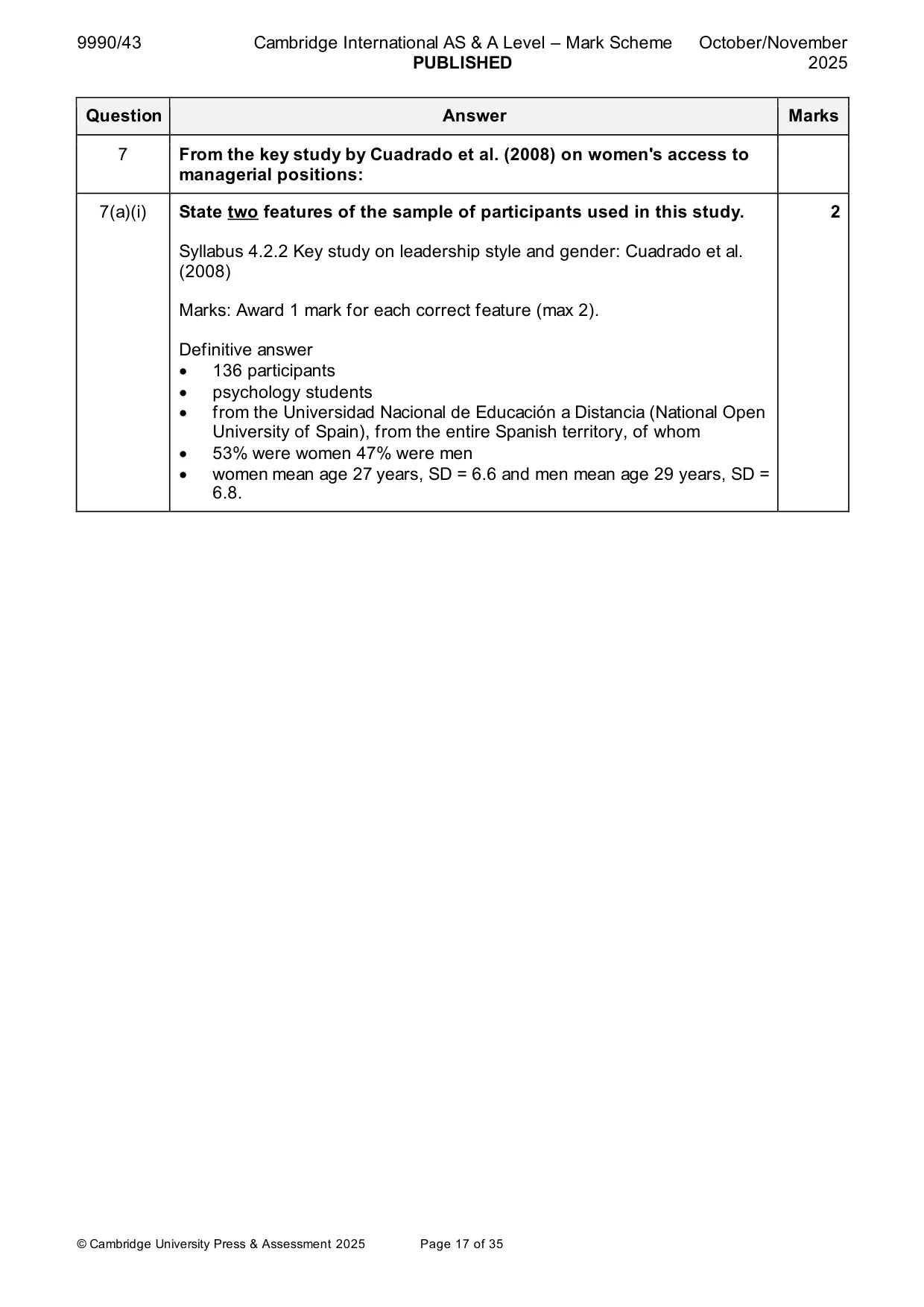 Mark scheme, page 17 of 35