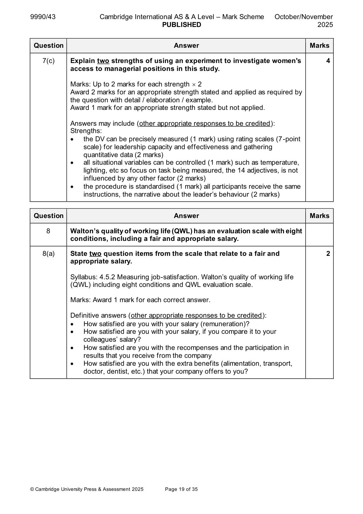 Mark scheme, page 19 of 35
