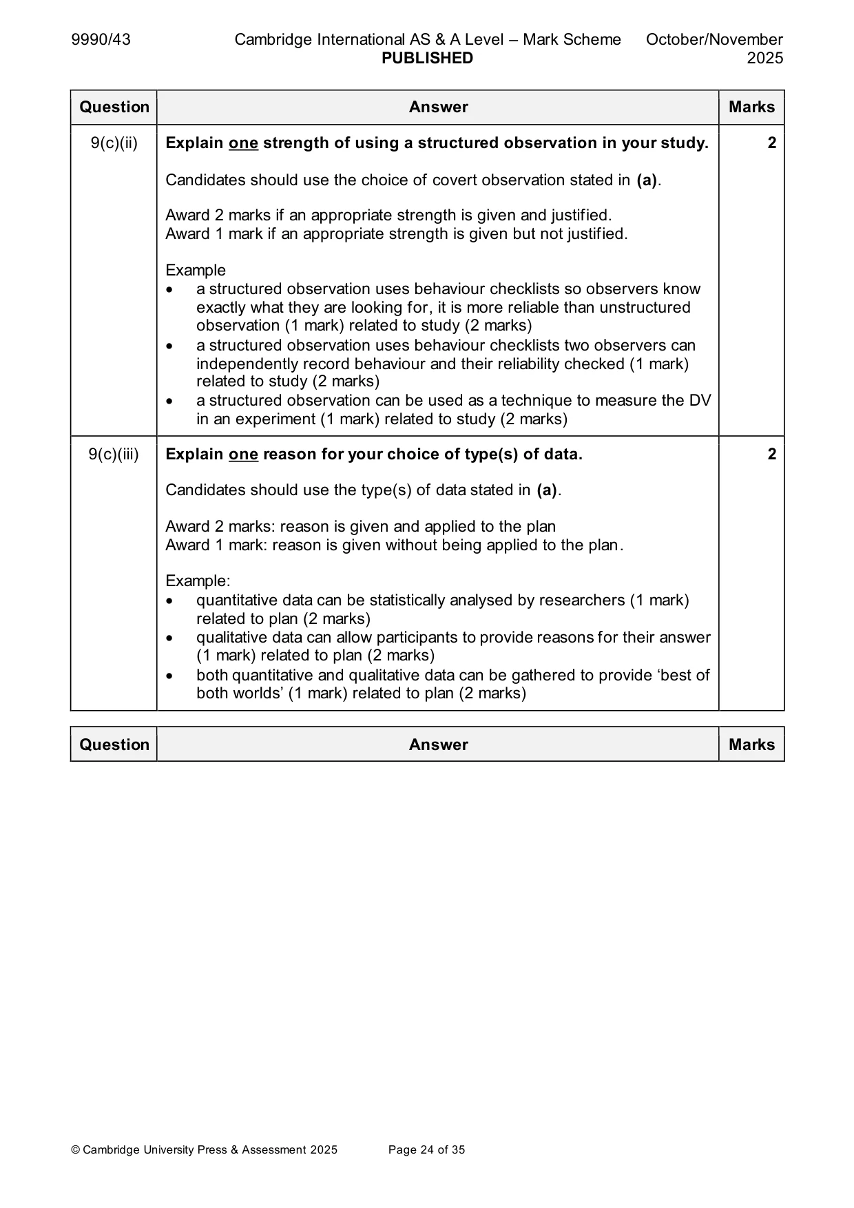 Mark scheme, page 24 of 35