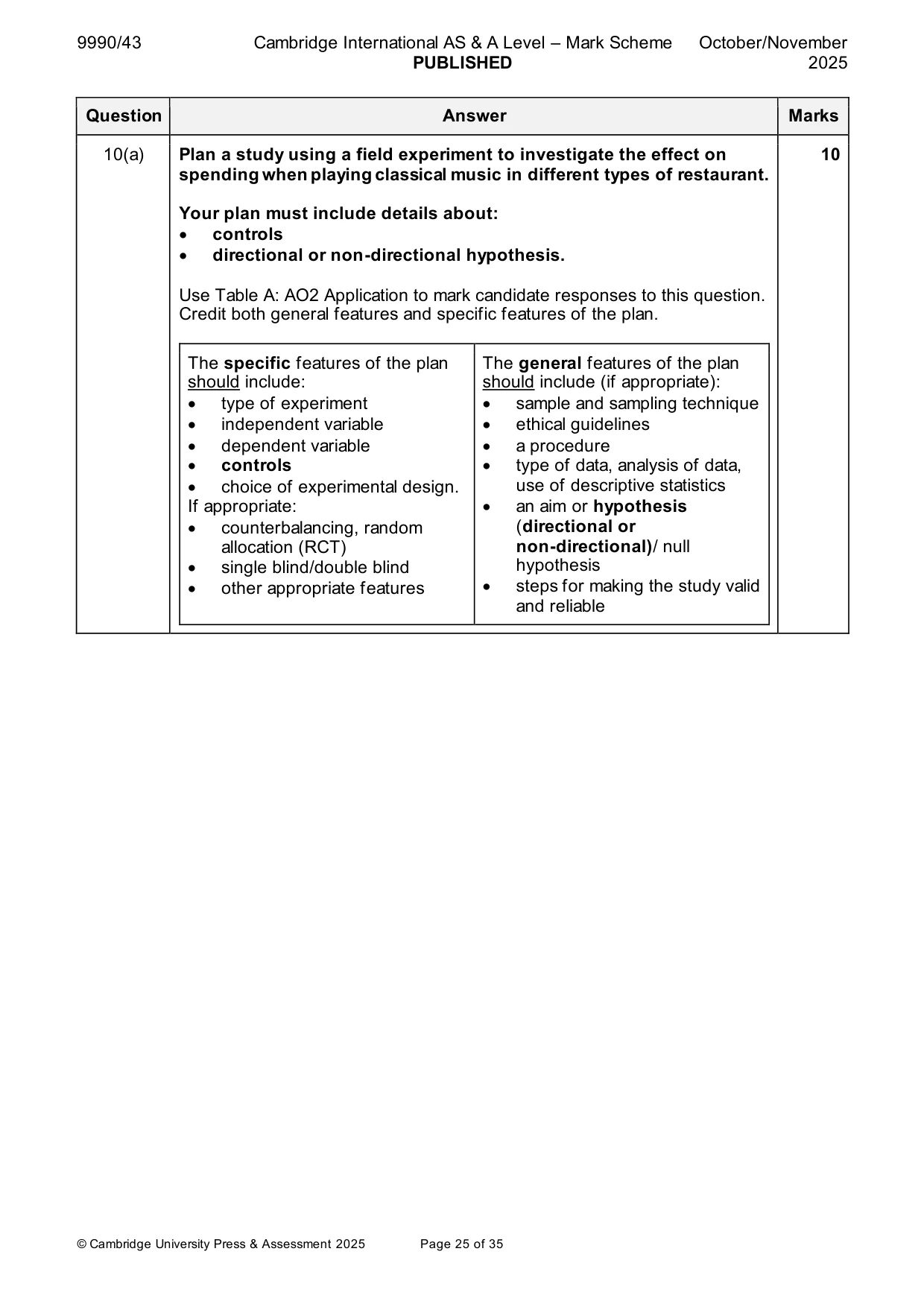 Mark scheme, page 25 of 35