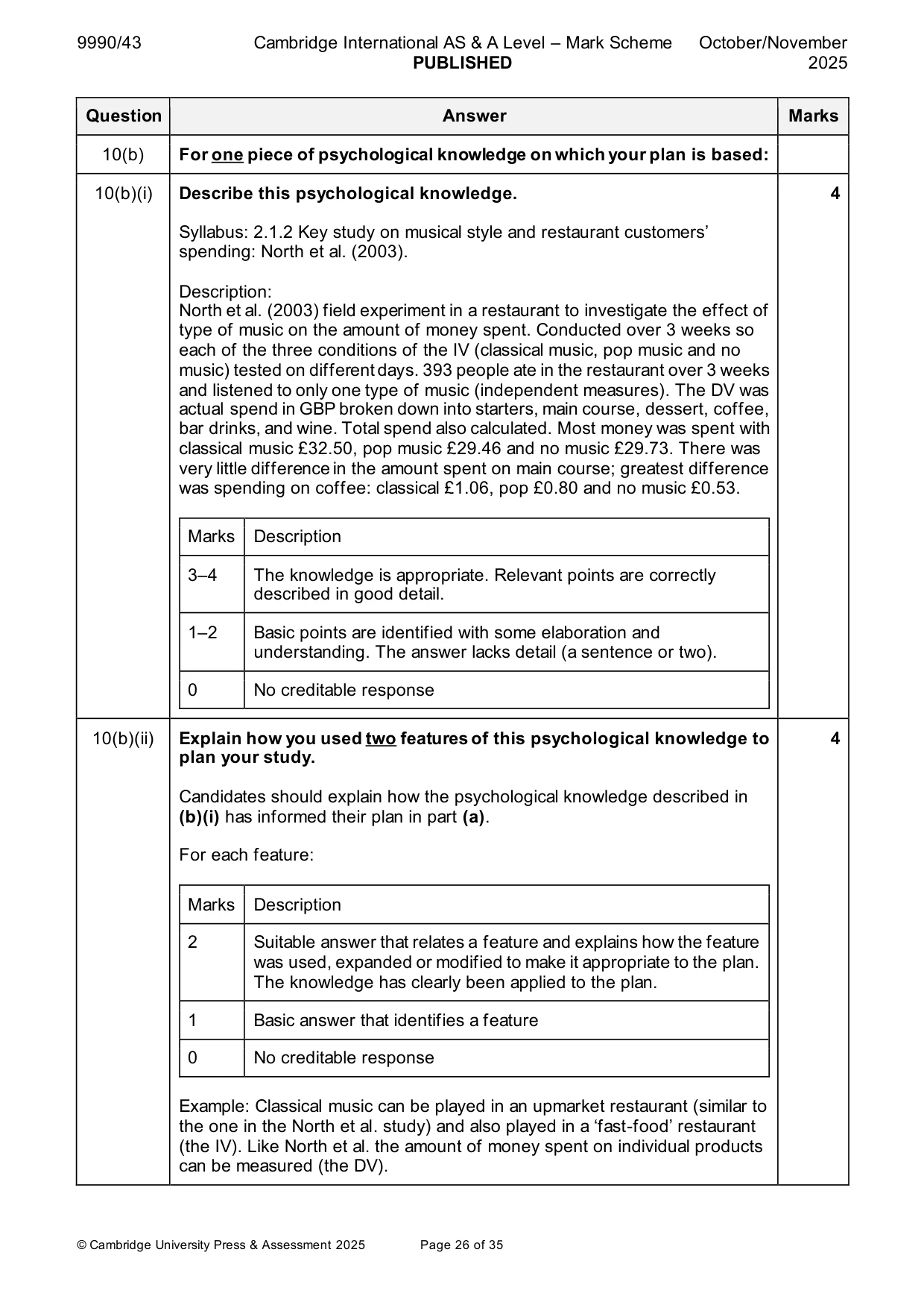 Mark scheme, page 26 of 35