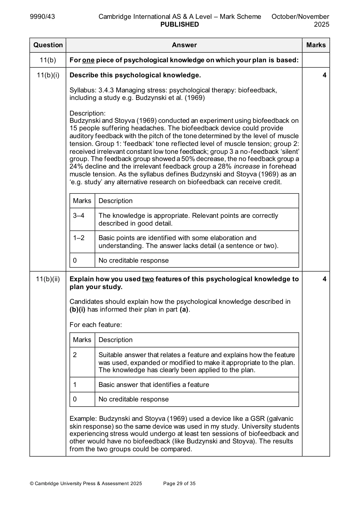 Mark scheme, page 29 of 35