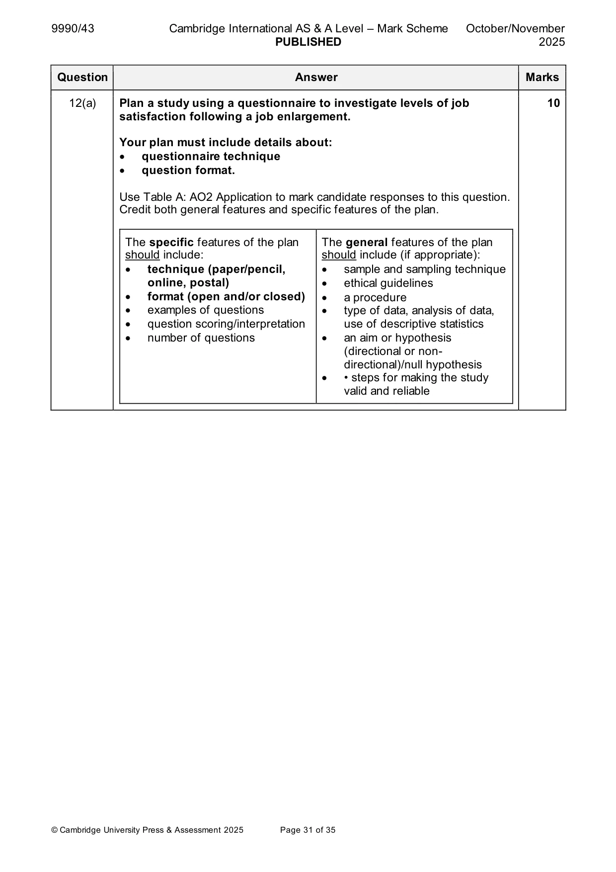 Mark scheme, page 31 of 35