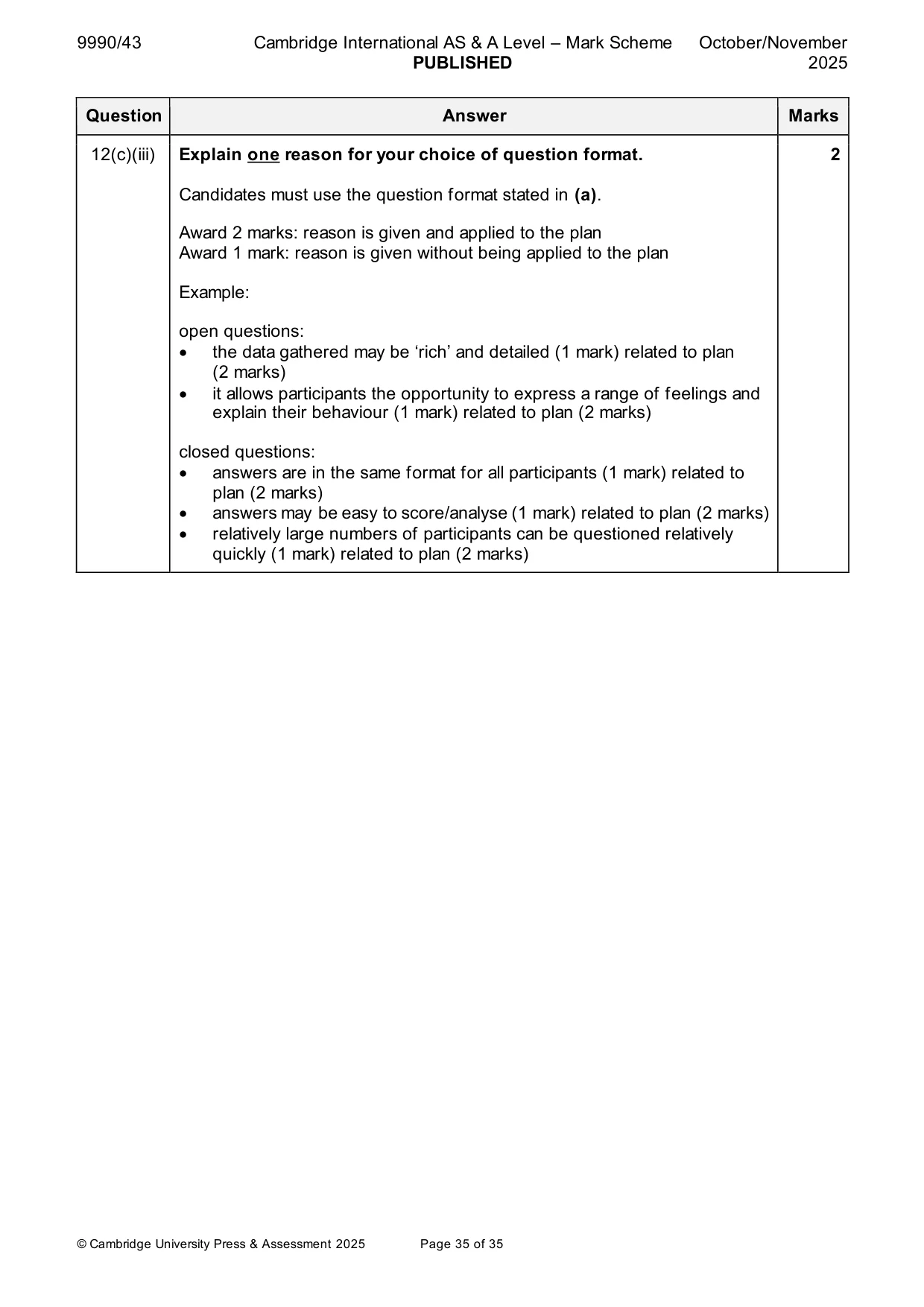 Mark scheme, page 35 of 35