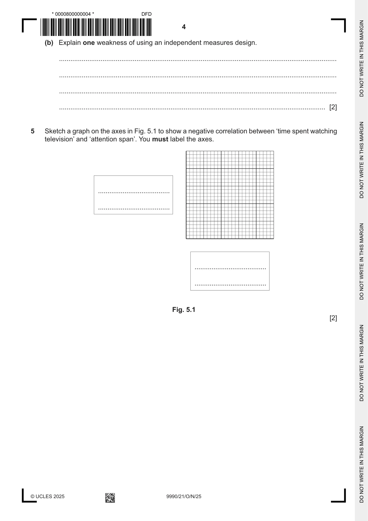 Cambridge A Level Psychology (from 2018) 9990 2025 Oct/Nov Paper 2 · Variant 1 question paper, page 4 of 12