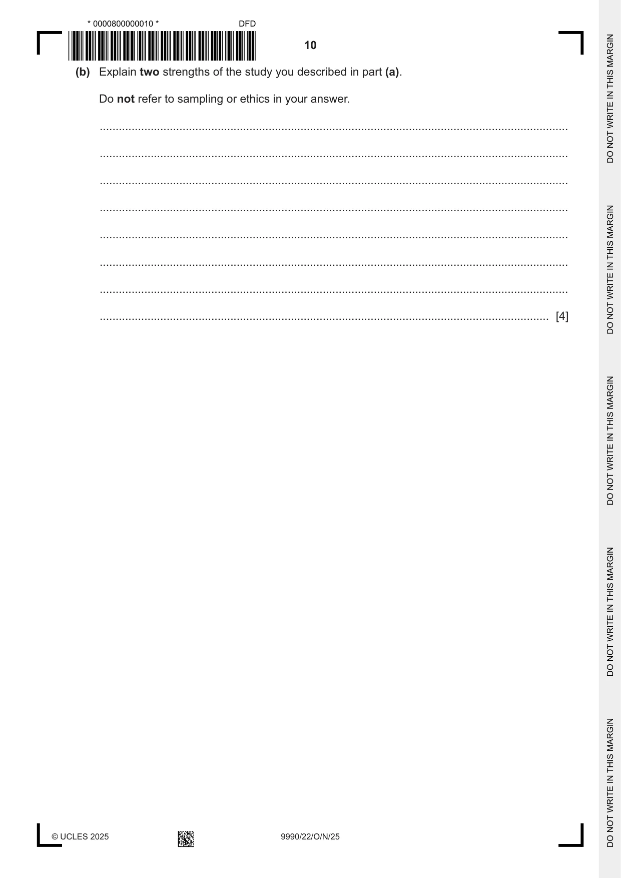 Cambridge A Level Psychology (from 2018) 9990 2025 Oct/Nov Paper 2 · Variant 2 question paper, page 10 of 12
