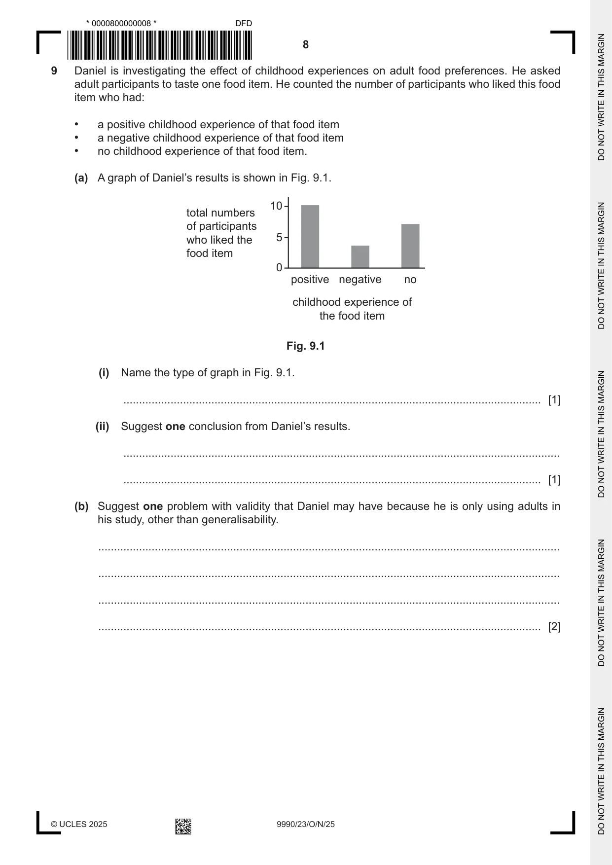 Cambridge A Level Psychology (from 2018) 9990 2025 Oct/Nov Paper 2 · Variant 3 question paper, page 8 of 12