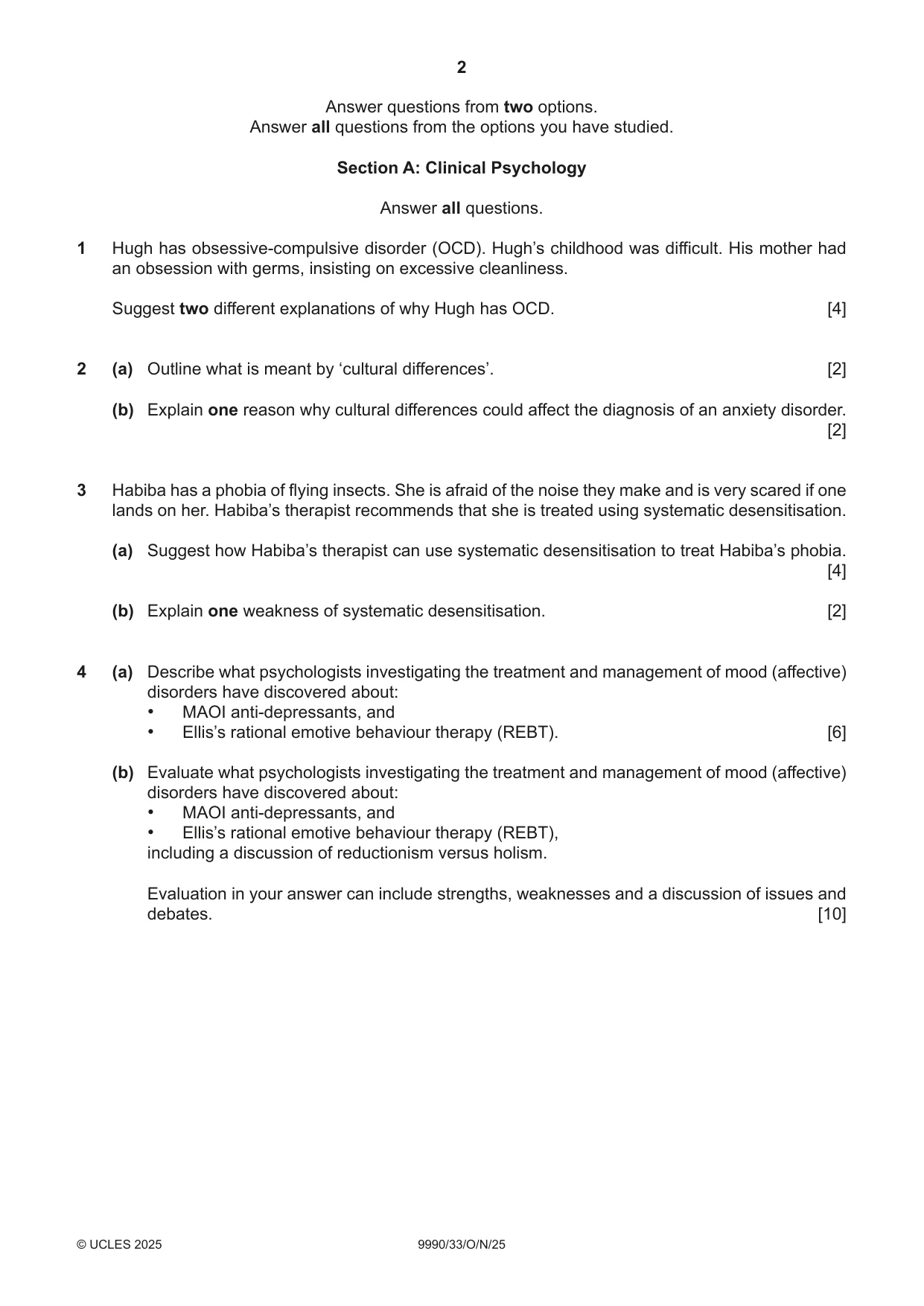 Cambridge A Level Psychology (from 2018) 9990 2025 Oct/Nov Paper 3 · Variant 3 question paper, page 2 of 8