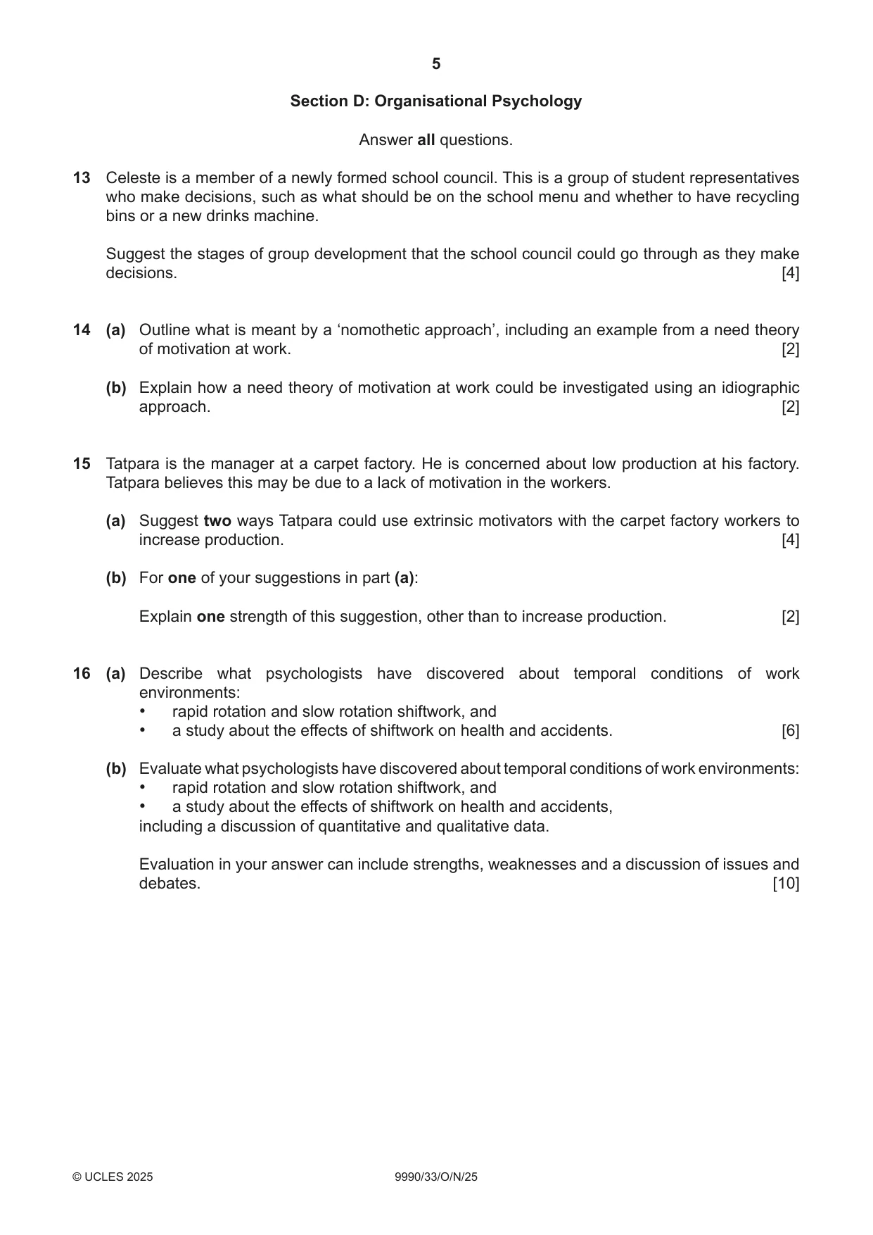 Cambridge A Level Psychology (from 2018) 9990 2025 Oct/Nov Paper 3 · Variant 3 question paper, page 5 of 8