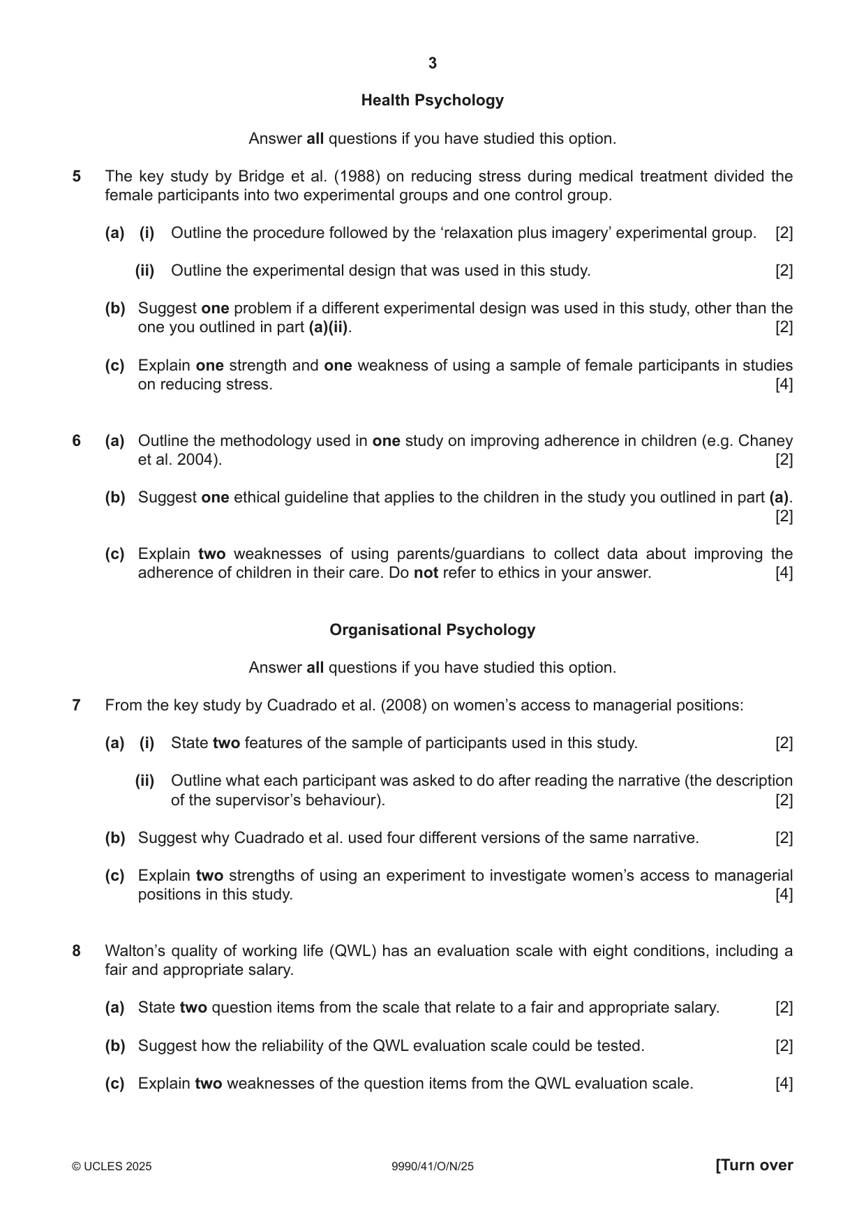 Cambridge A Level Psychology (from 2018) 9990 2025 Oct/Nov Paper 4 · Variant 1 question paper, page 3 of 8
