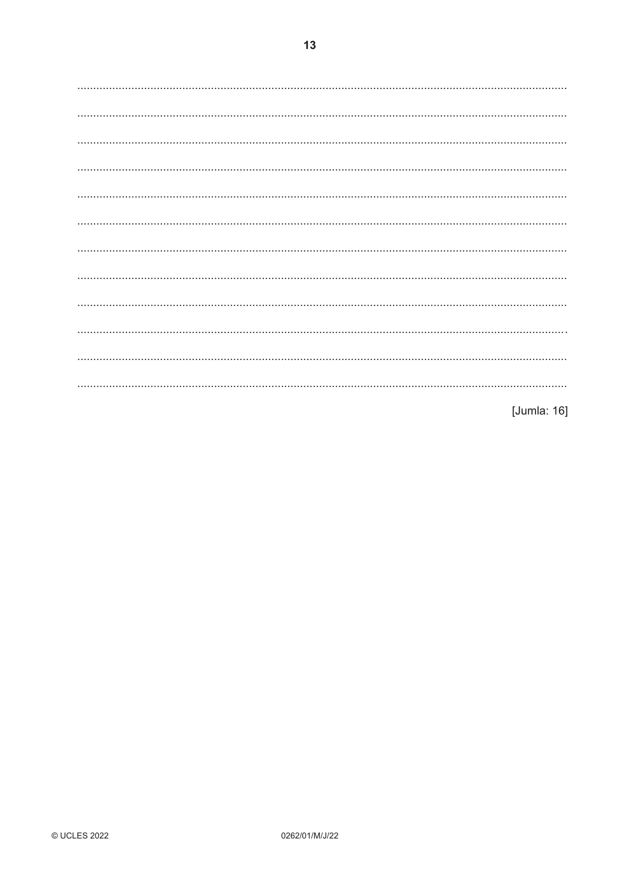 Cambridge IGCSE Swahili 0262 2022 May/June Paper 1 · Variant 0 question paper, page 13 of 16