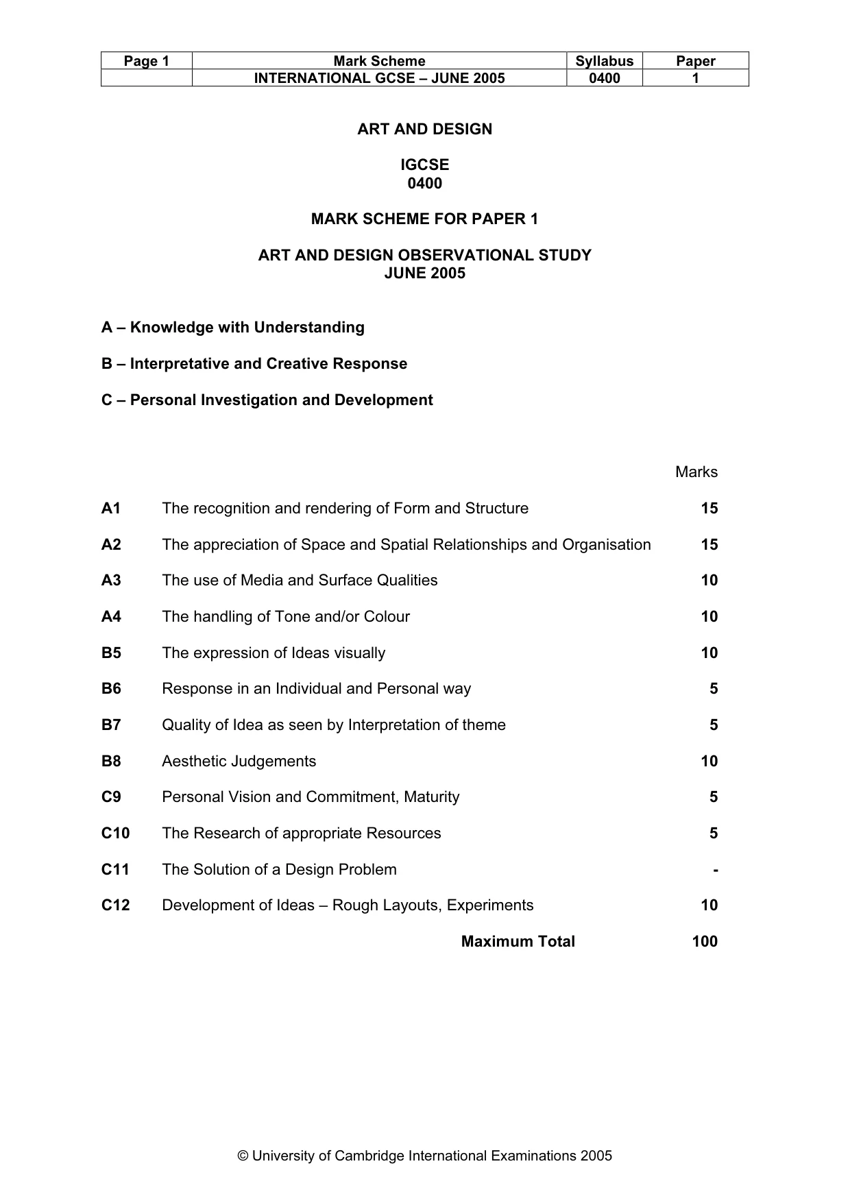 Mark scheme, page 4 of 4