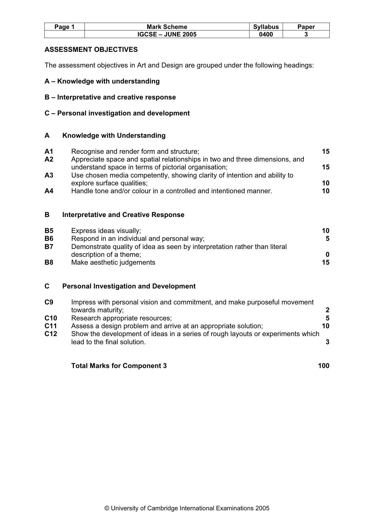 Mark scheme, page 4 of 4