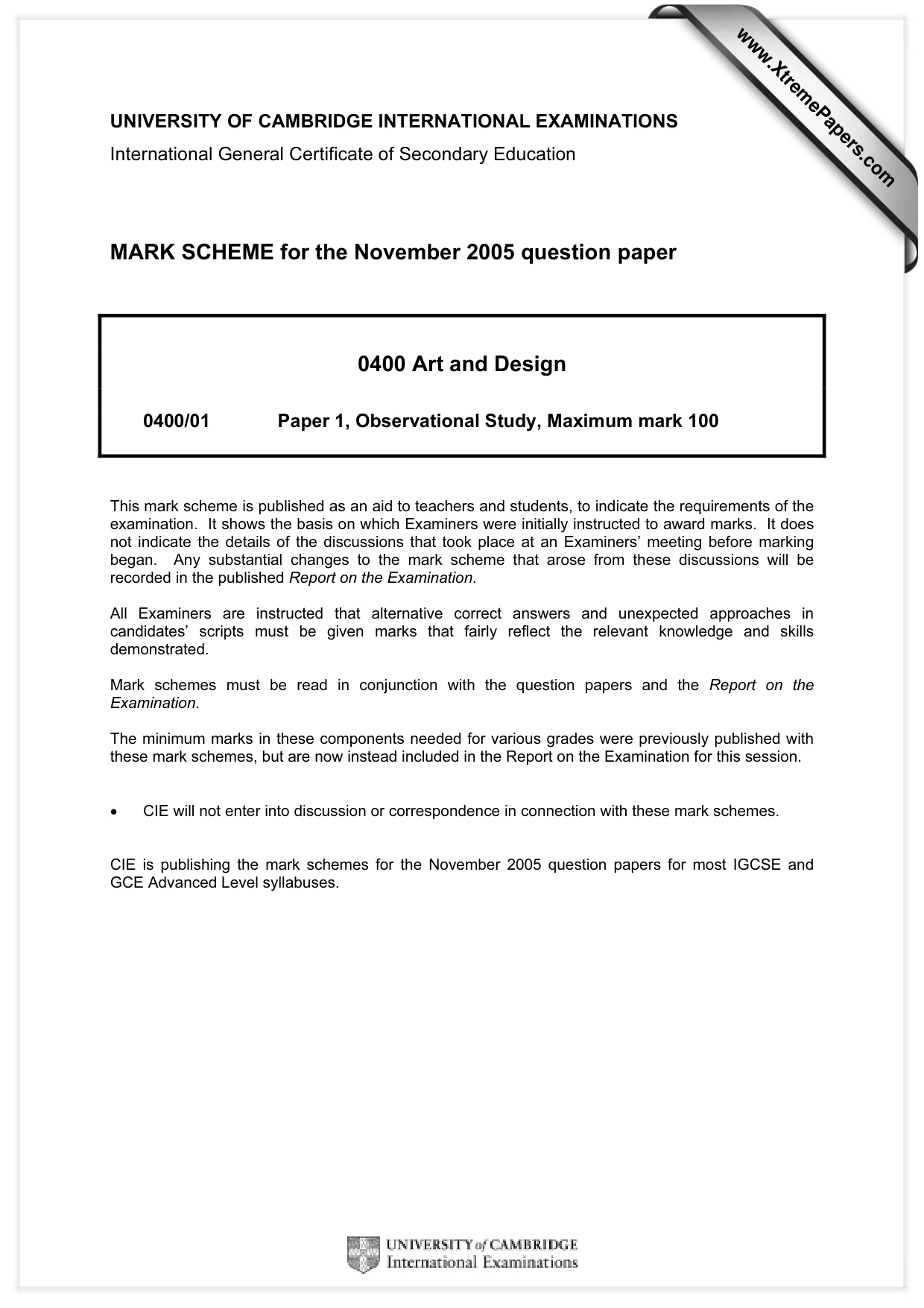 Mark scheme, page 1 of 2