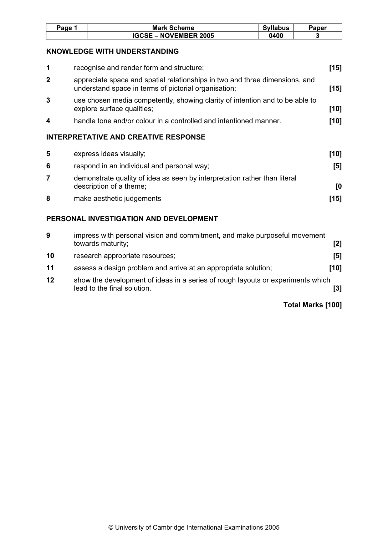 Mark scheme, page 2 of 2