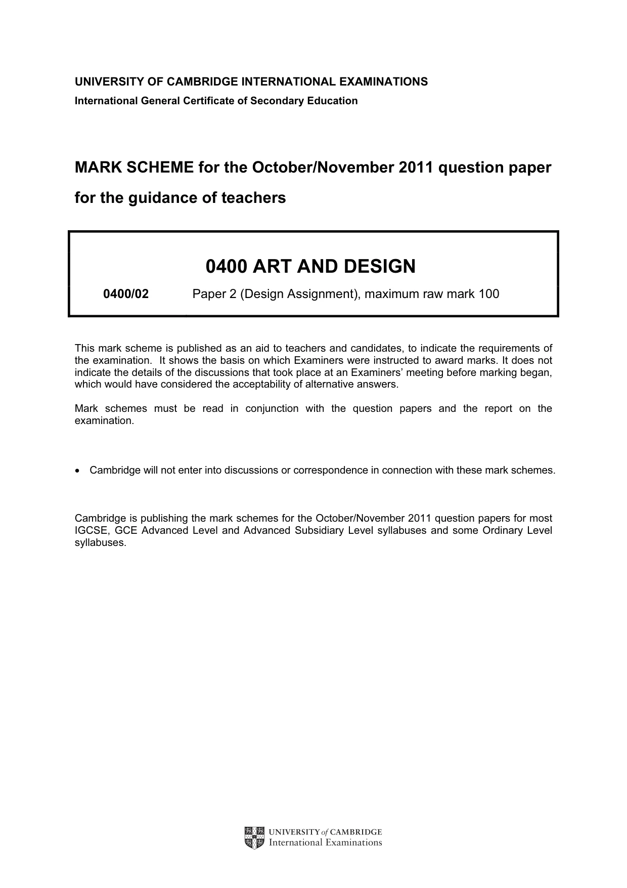 Mark scheme, page 1 of 2