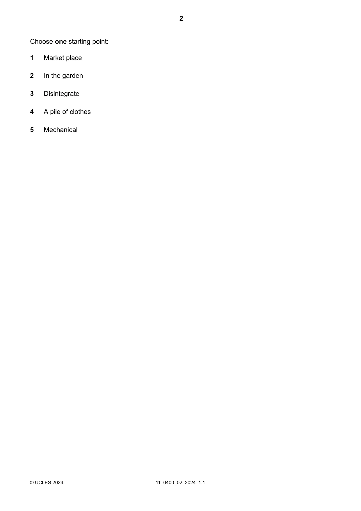 Cambridge IGCSE Art and Design 0400 2024 Oct/Nov Paper 2 · Variant 0 question paper, page 2 of 4
