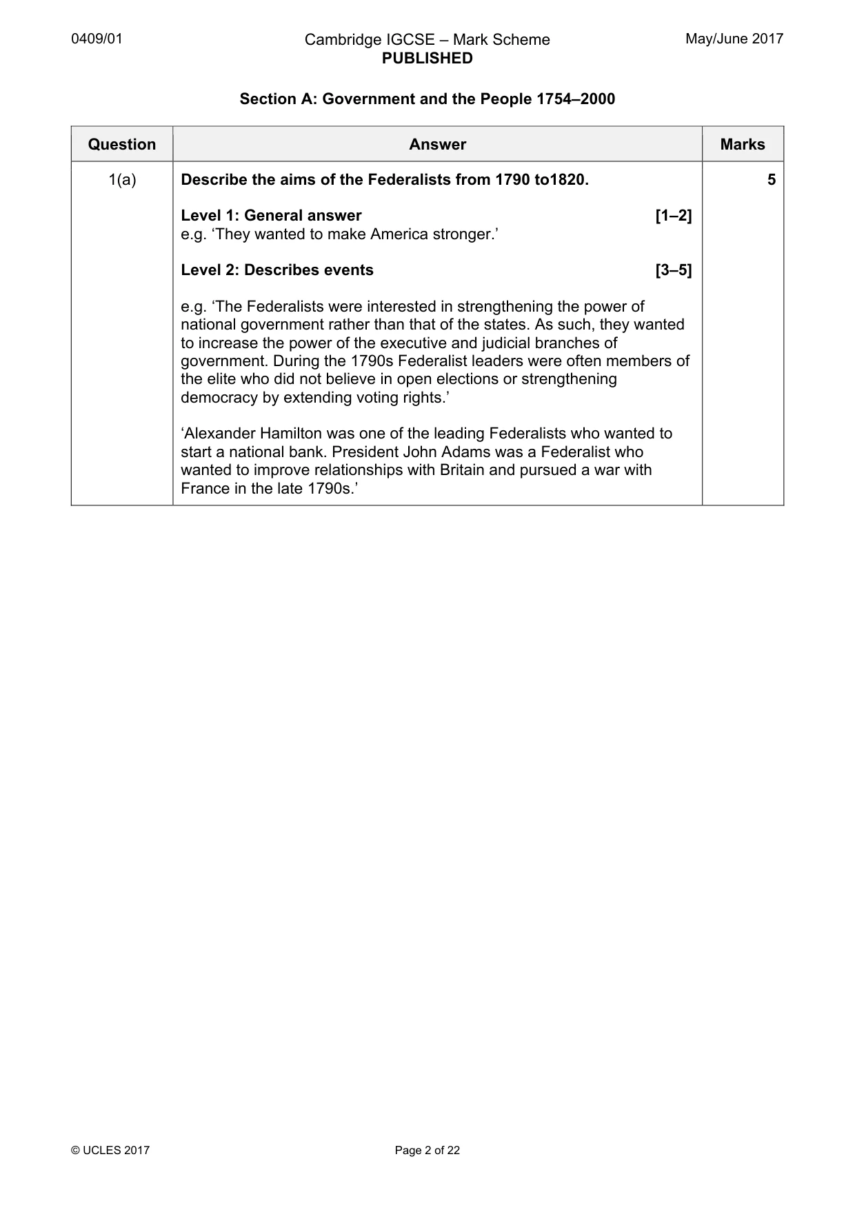Mark scheme, page 2 of 22
