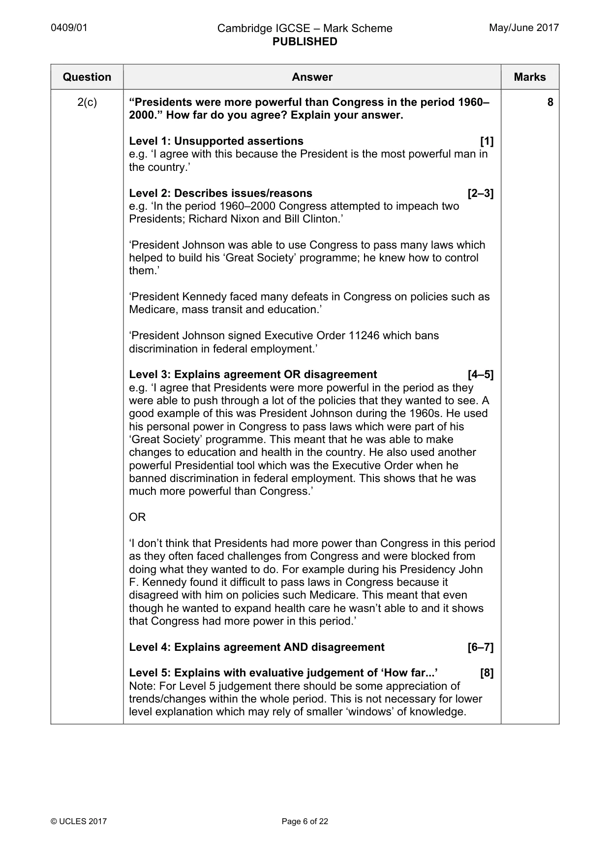 Mark scheme, page 6 of 22