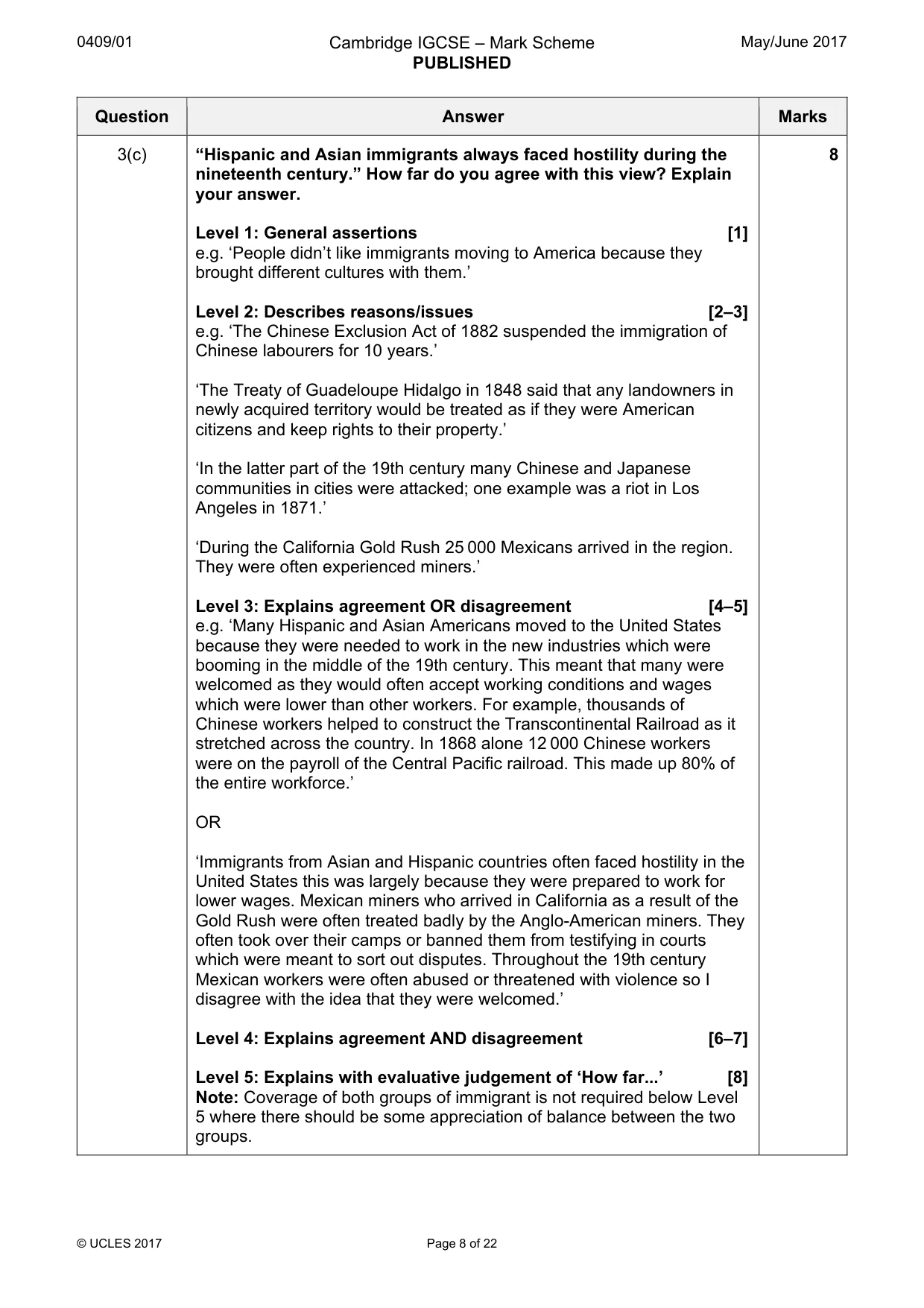 Mark scheme, page 8 of 22