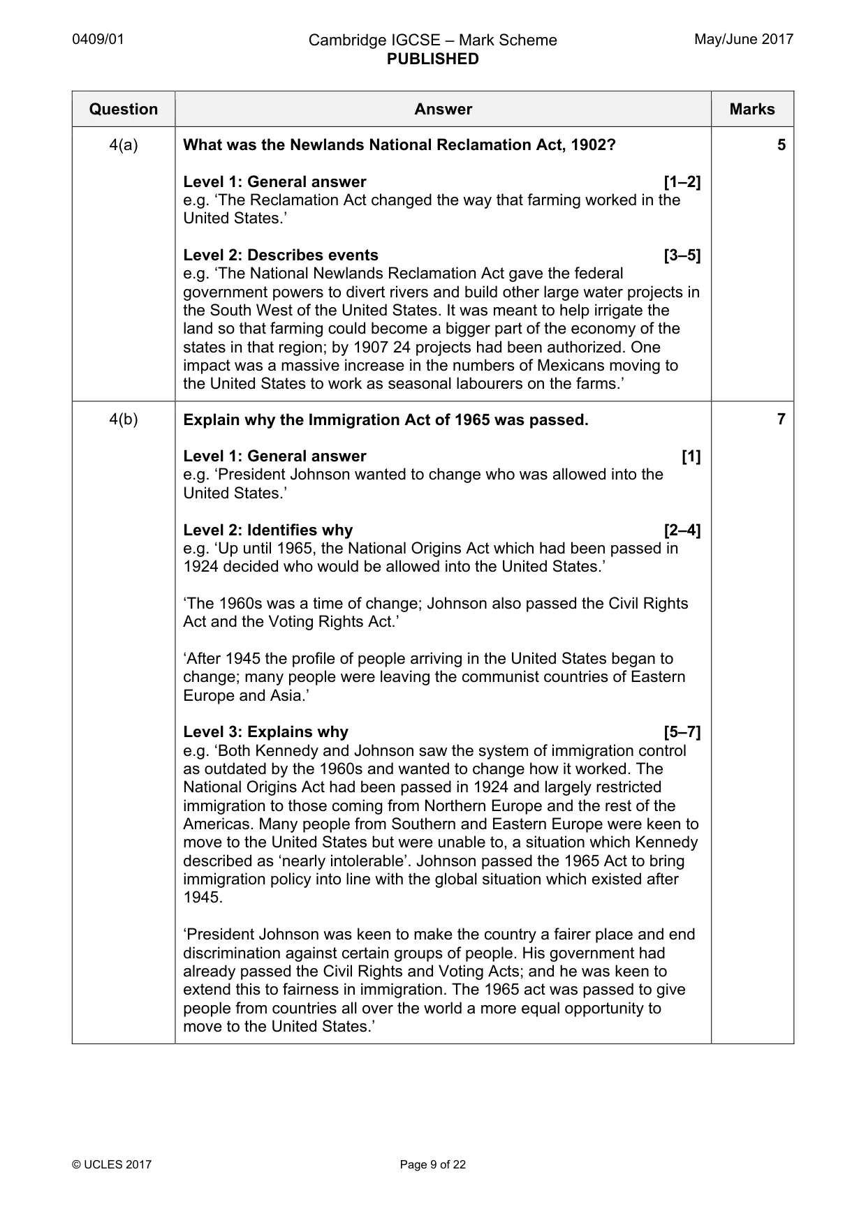 Mark scheme, page 9 of 22