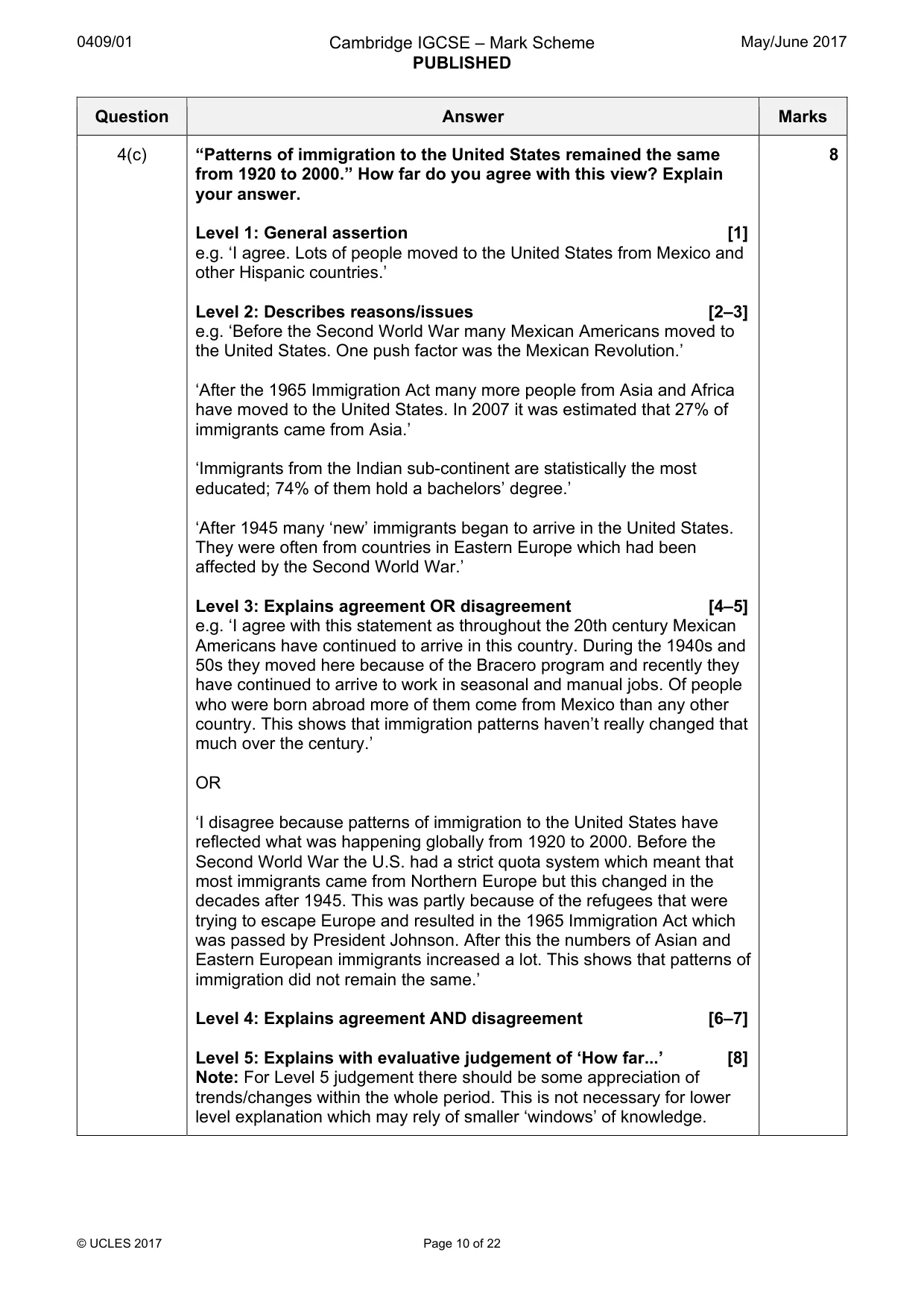 Mark scheme, page 10 of 22