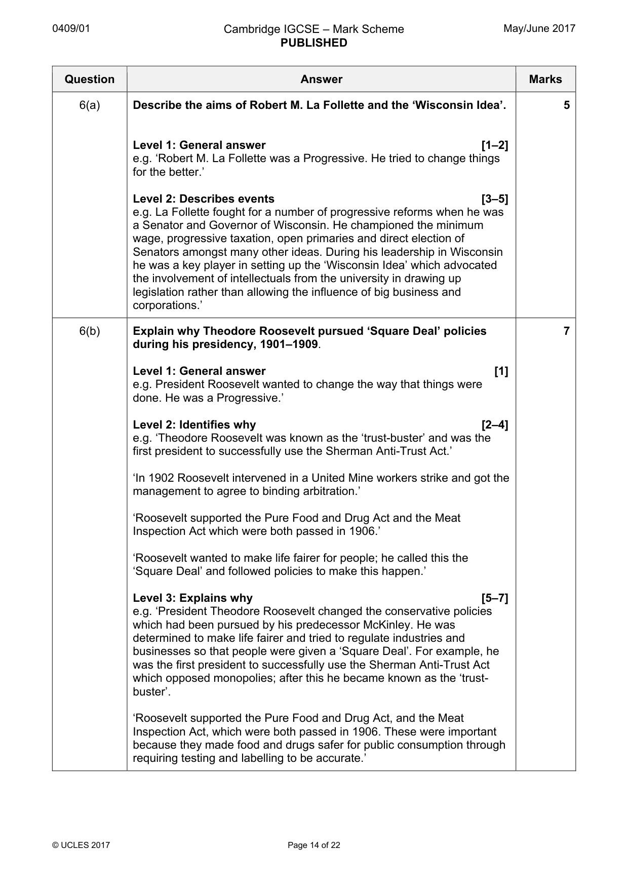 Mark scheme, page 14 of 22