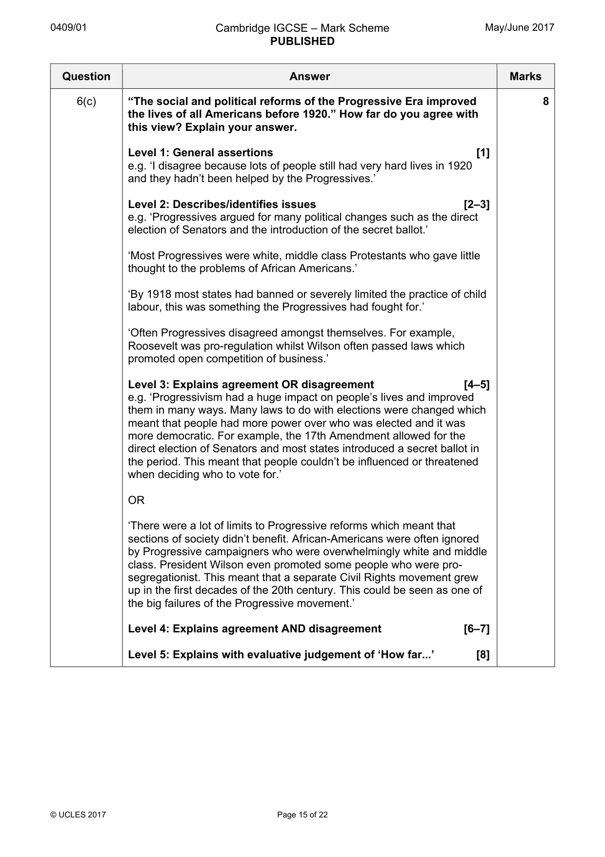 Mark scheme, page 15 of 22