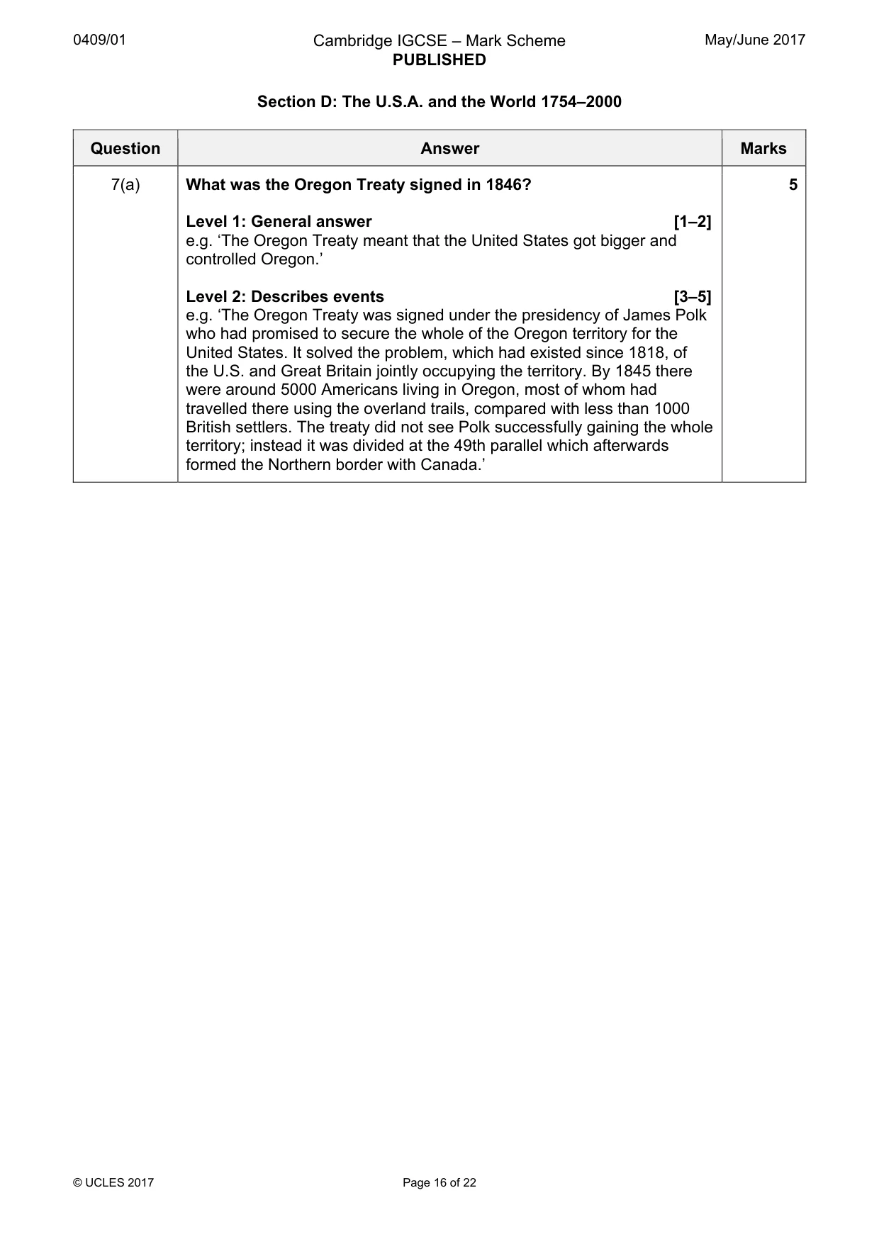 Mark scheme, page 16 of 22