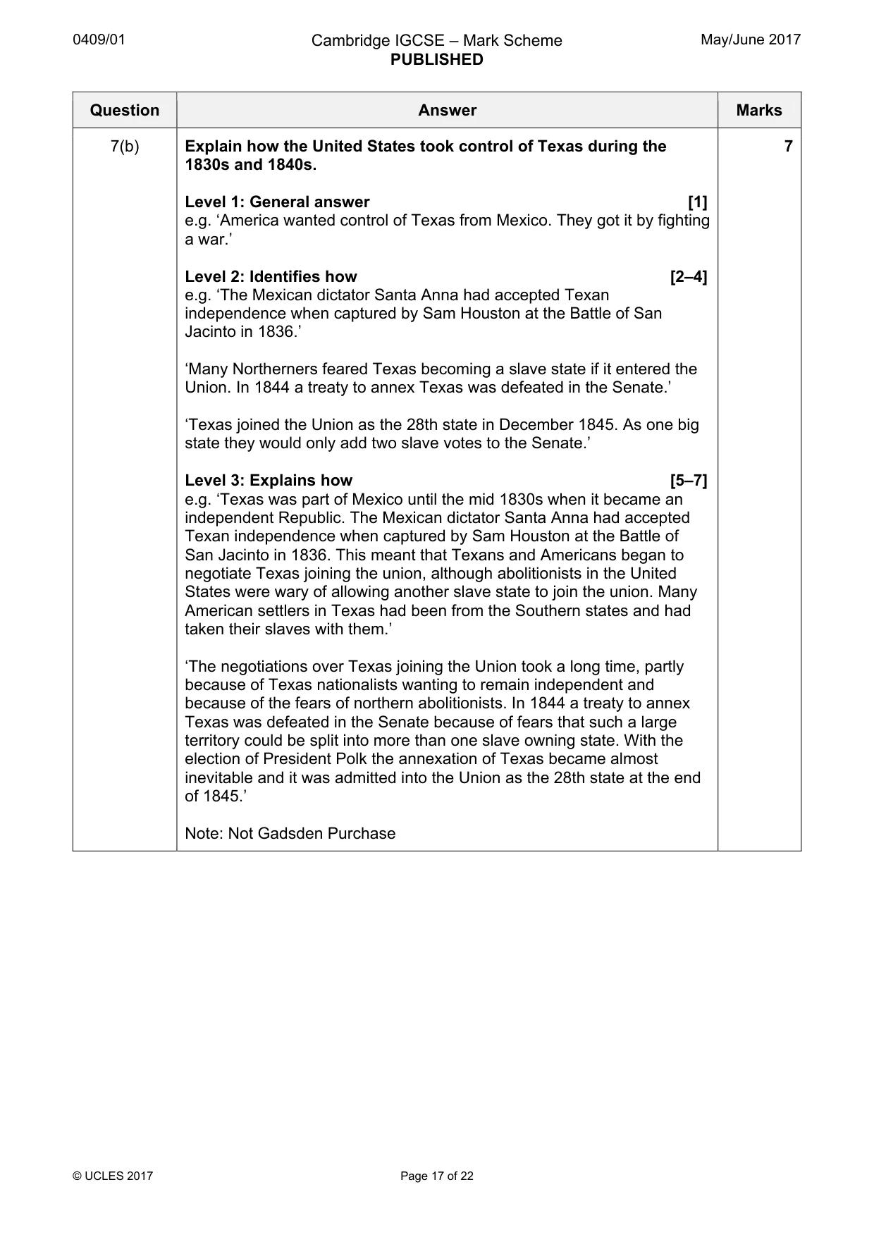 Mark scheme, page 17 of 22