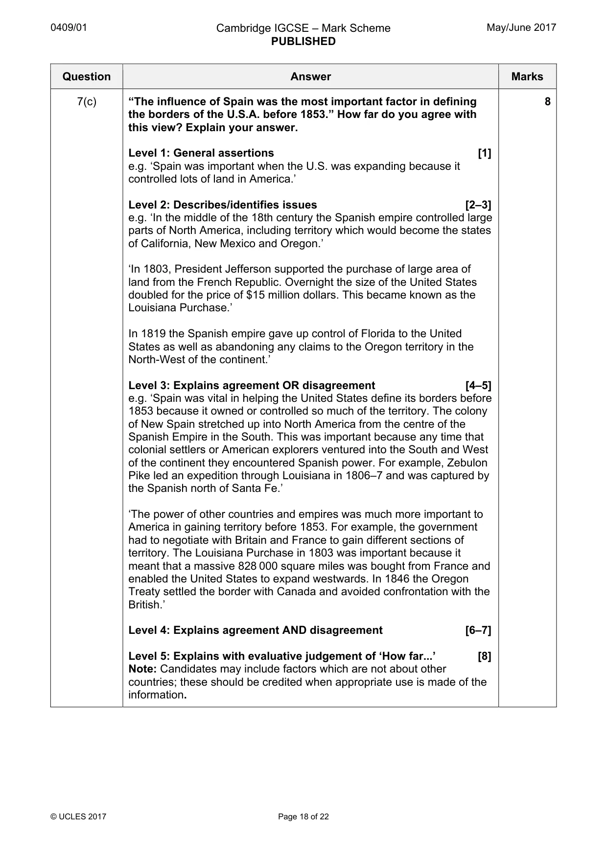Mark scheme, page 18 of 22