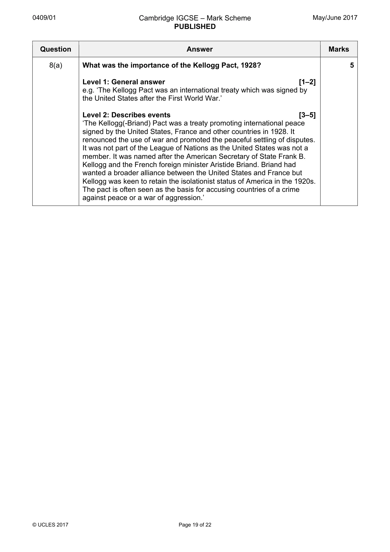 Mark scheme, page 19 of 22